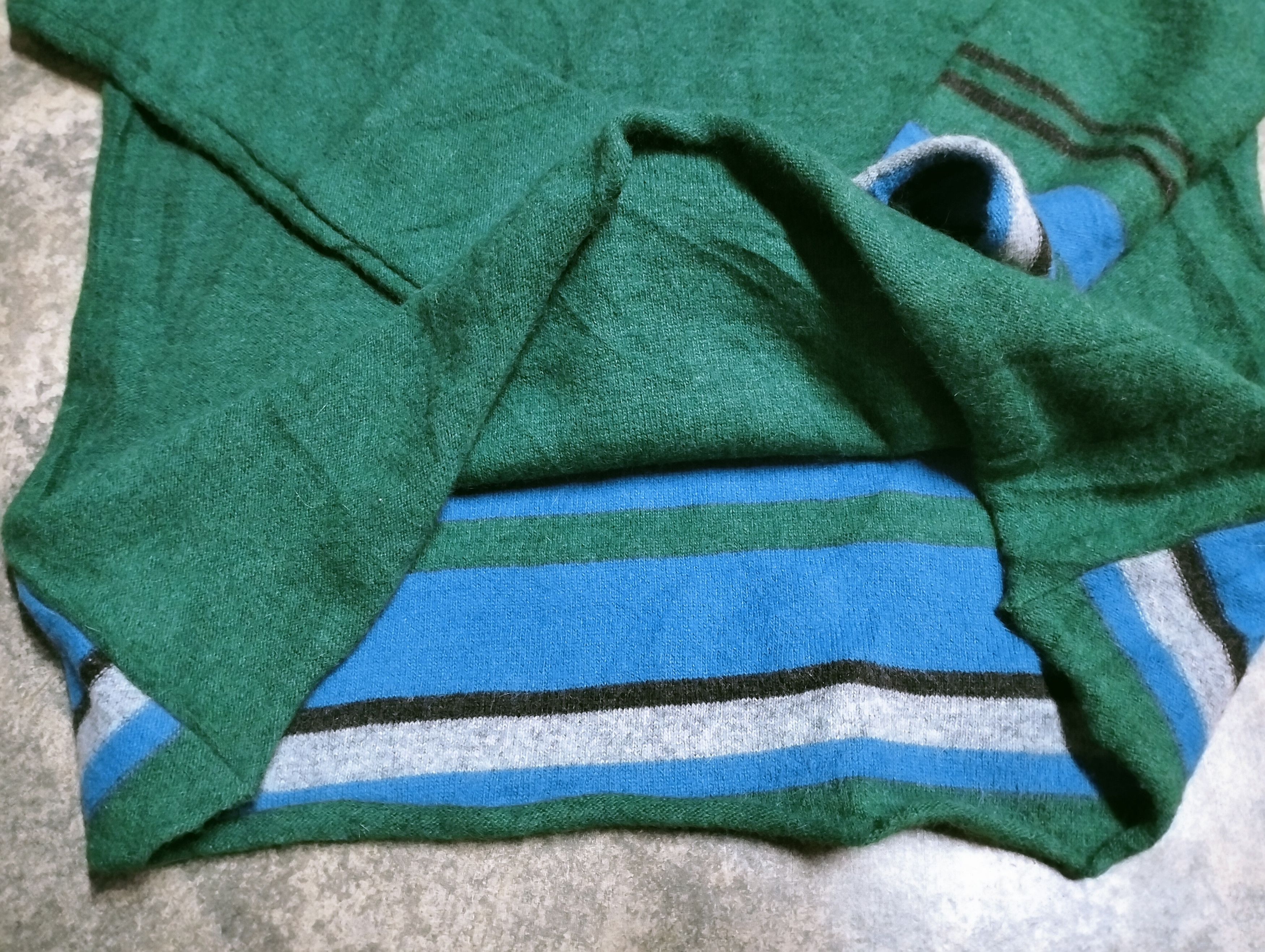 Yohji Yamamoto Yohji Yamamoto Wool Long Sleeve Stripe Green Tee Cropped Size S / US 4 / IT 40 - 6 Thumbnail