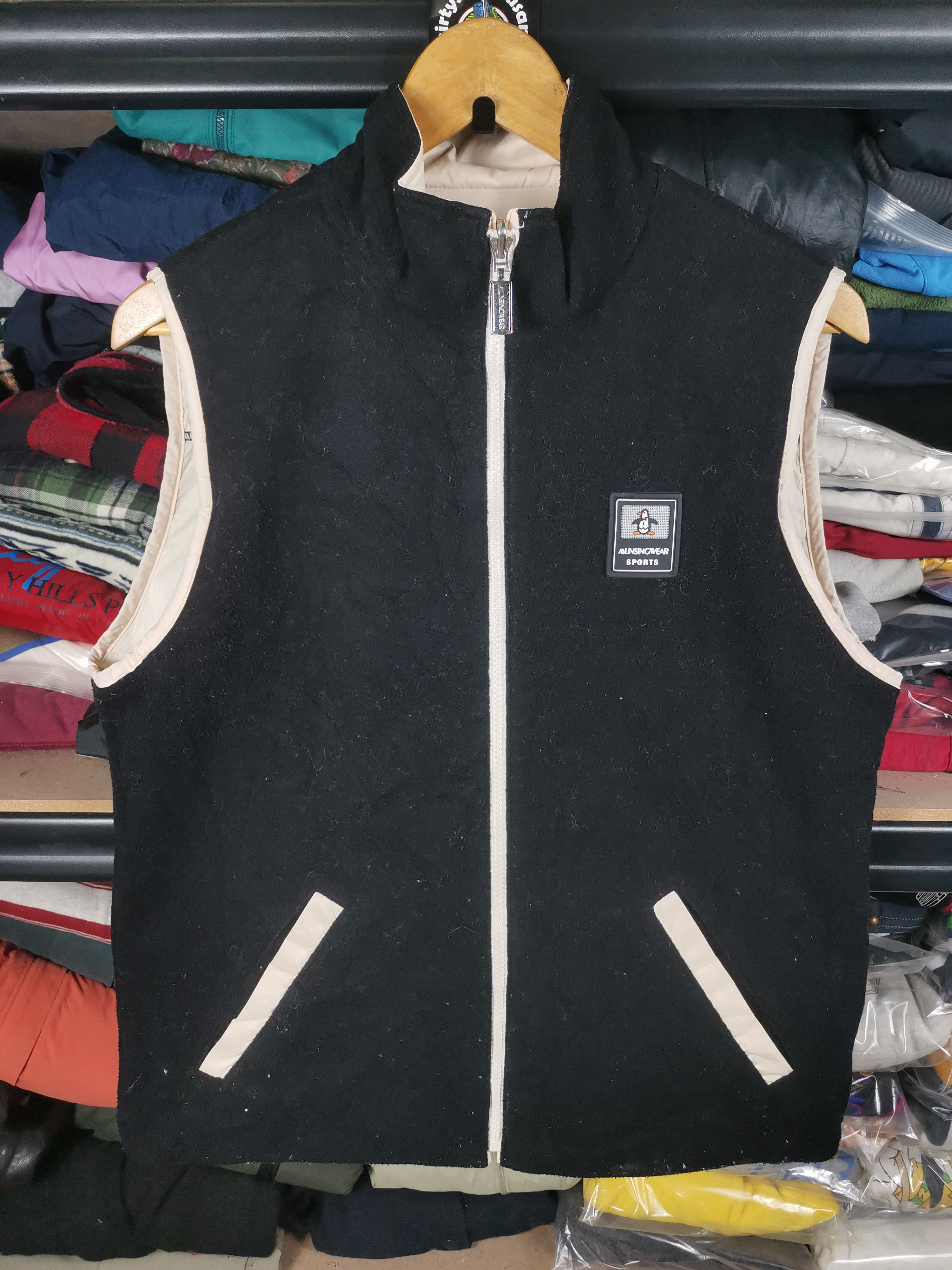 image of Archival Clothing x Vintage Munsing Wear Fleece Reversible Vest in Black (Size Small)