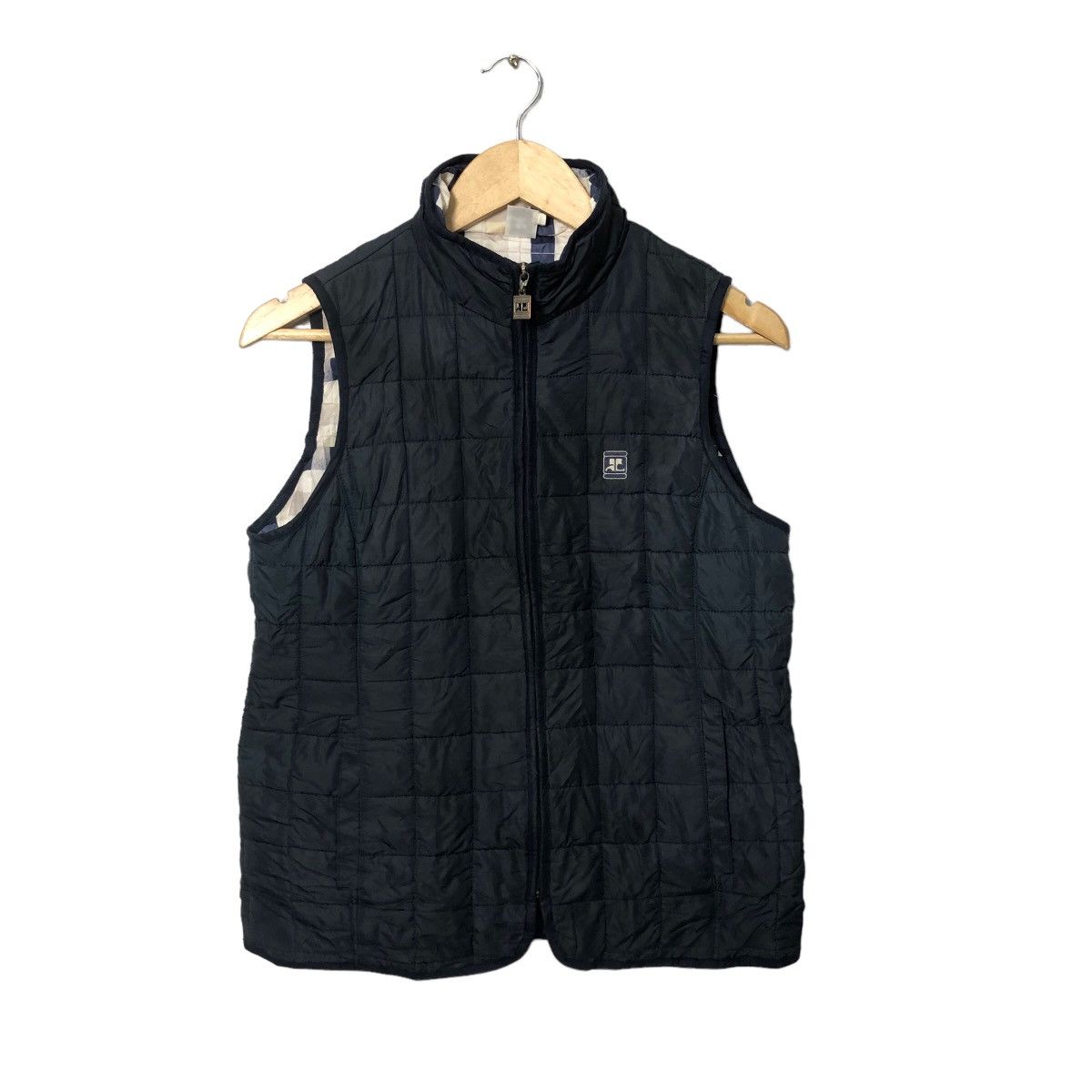 image of Andre Courreges x Courreges Vintage Courreges Embroidery Logo Zipper Ups Quilted Vest in Bleu (Size