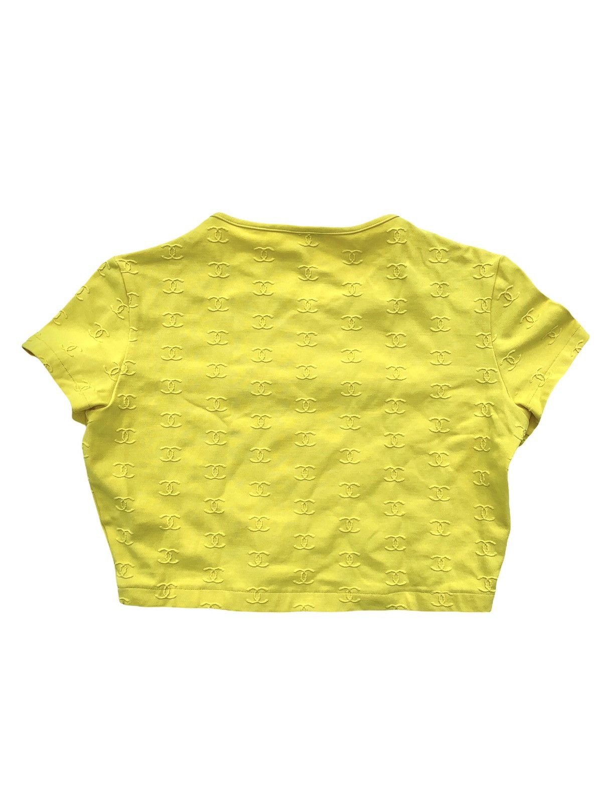 Chanel Chanel 1997 CC Logo-Embroidered Yellow Crop Top T-Shirt Size S / US 4 / IT 40 - 5 Thumbnail