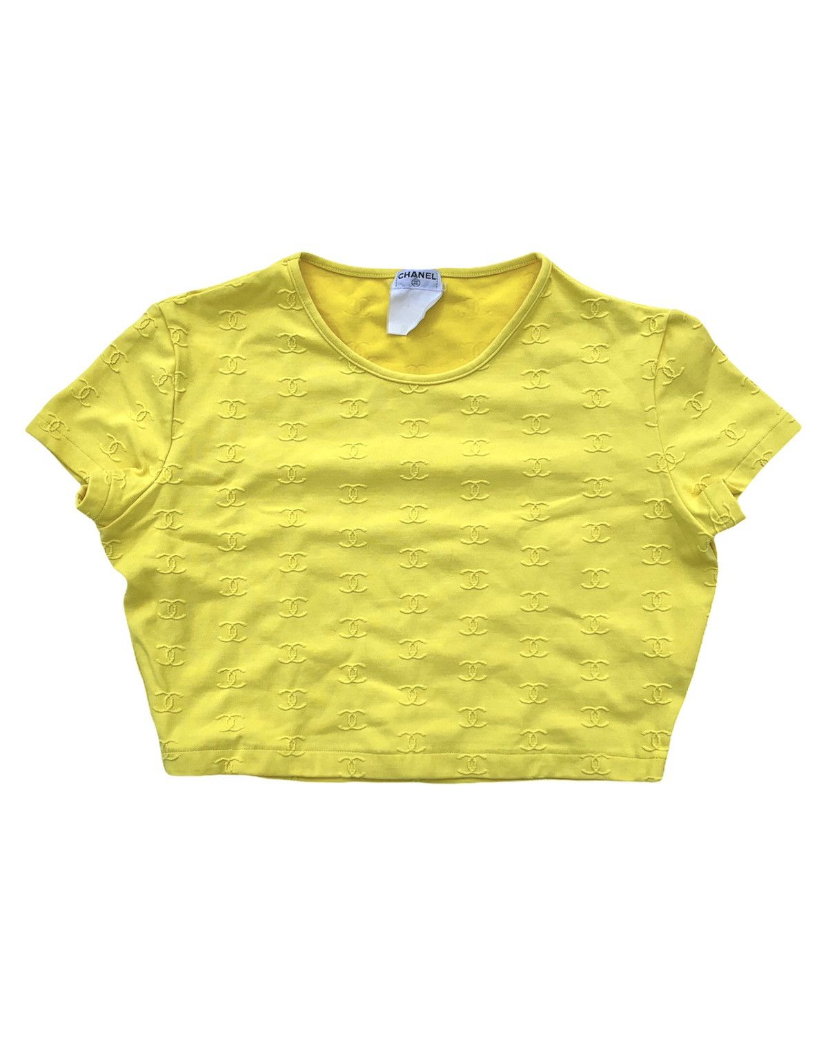 Chanel Chanel 1997 CC Logo-Embroidered Yellow Crop Top T-Shirt Size S / US 4 / IT 40 - 1 Thumbnail