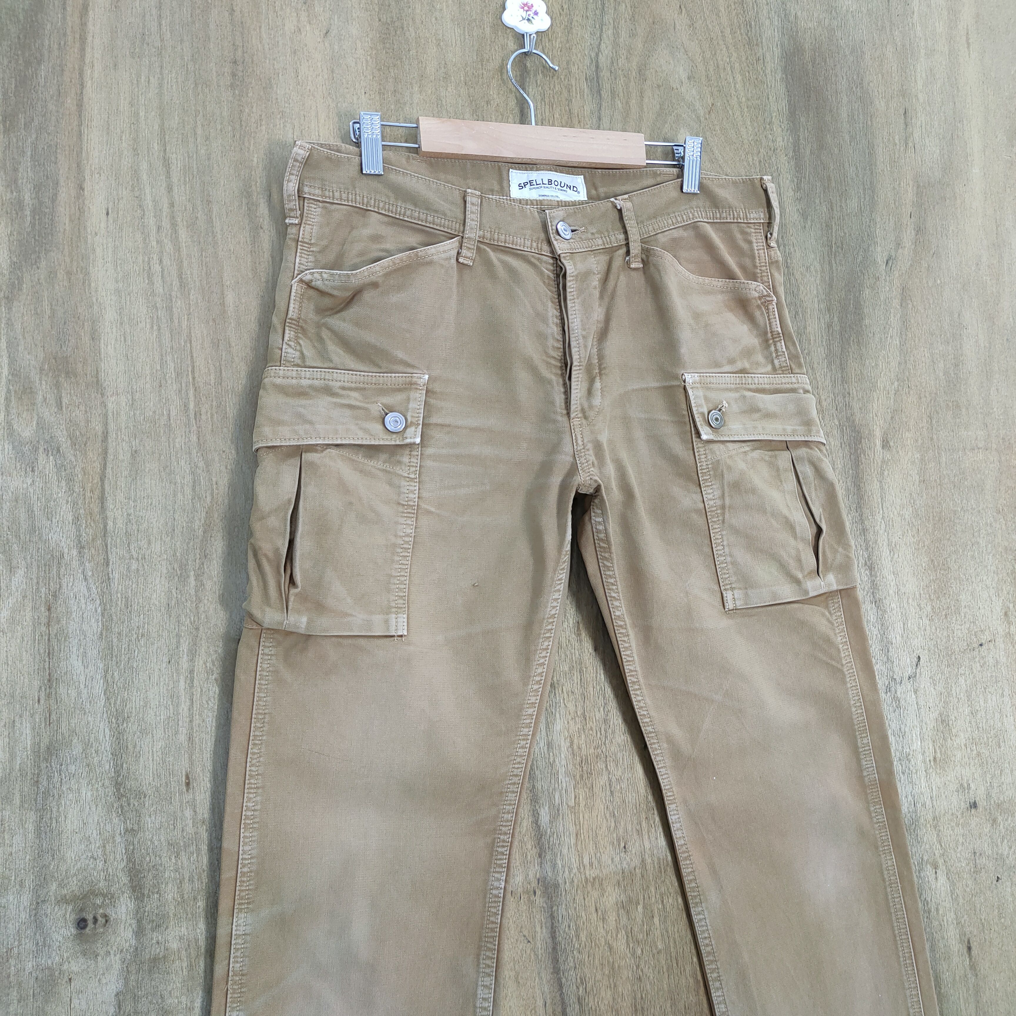 Spellbound VINTAGE SPELLBOUND FADED BROWN CARGO PANTS Size US 33 - 2 Thumbnail
