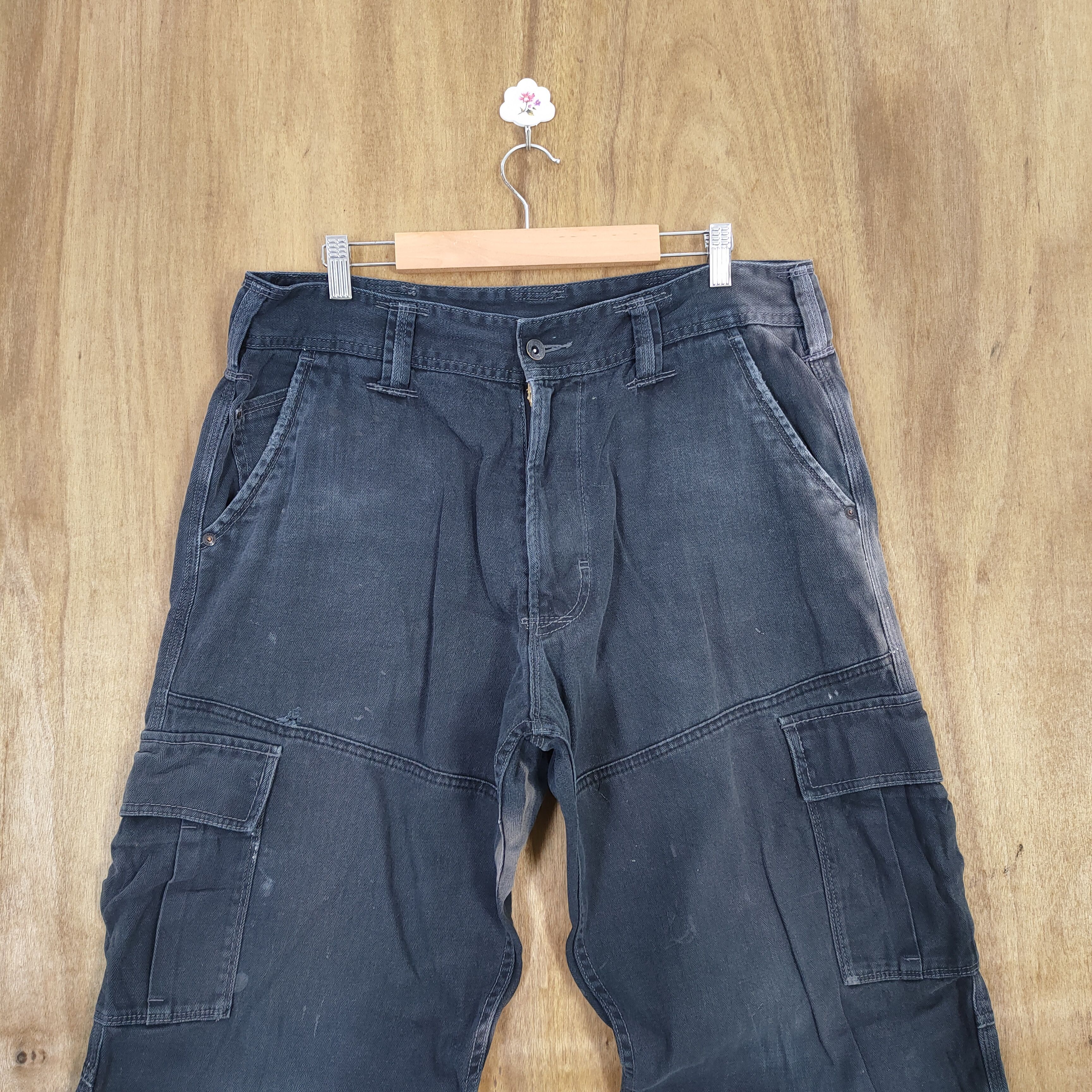 Japanese Brand VINTAGE EVENRIVER FADED WORKWEAR BAGGY CARGO PANTS Size US 36 / EU 52 - 4 Thumbnail