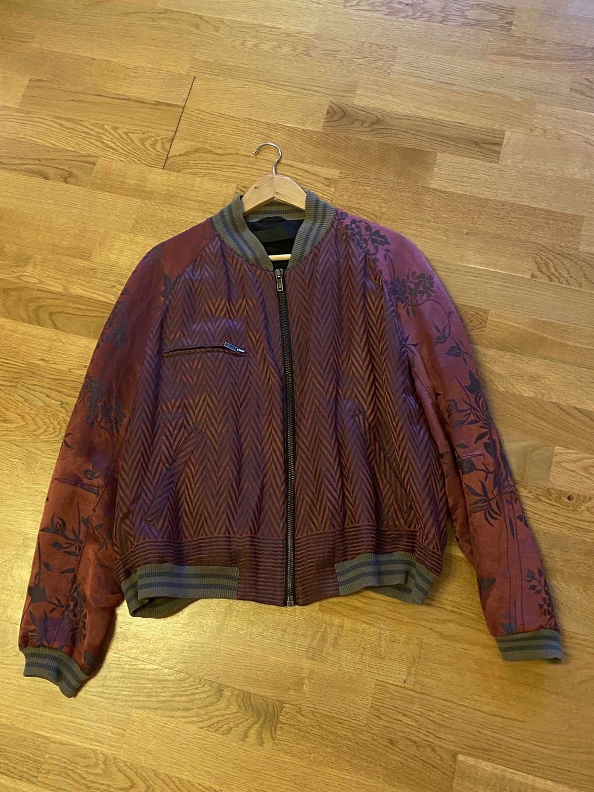 image of Haider Ackermann Ss15 Chevron Bomber in Red, Men's (Size Medium)