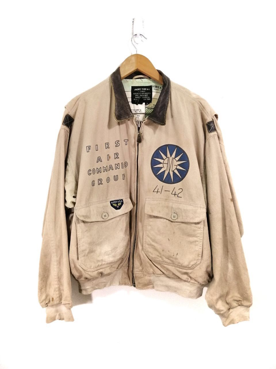 VTG 80s AVIREX G-1 Flight Bomber Jacket U.S Navy Top Gun