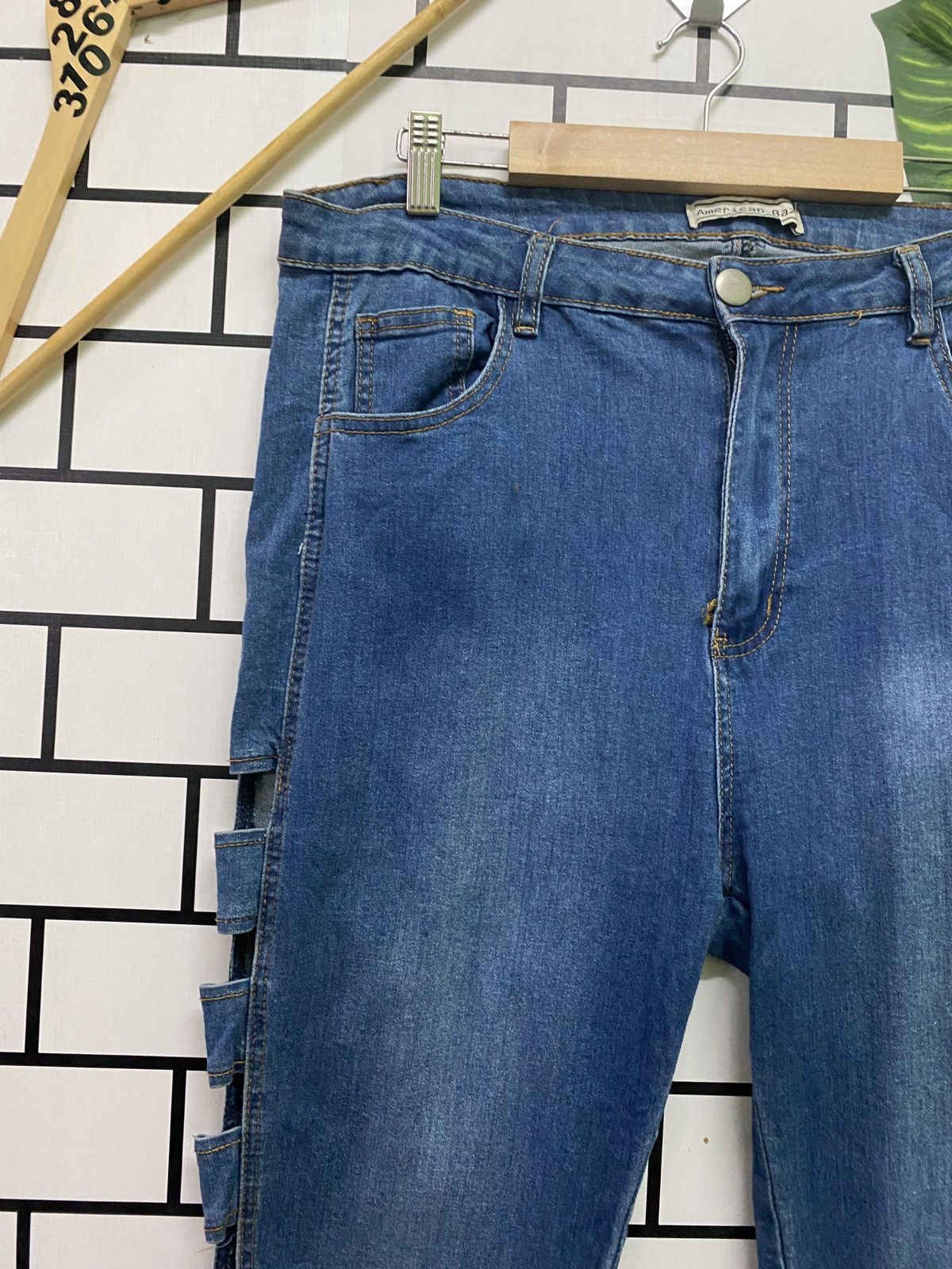 Vintage AMERICAN BAZI Distressed Bondage Denim Pants Size US 35 - 4 Thumbnail