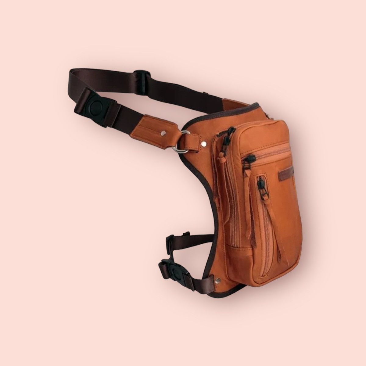 Genuine Leather KUSHITANI : 2 WAY LEATHER MOTORCYCLE/BIKERS LEG BAG Size ONE SIZE - 2 Thumbnail