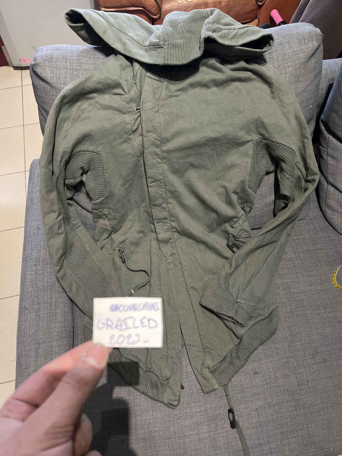 11 By Boris Bidjan Saberi × Boris Bidjan Saberi Boris Bidjan Saberi Mainline AW12-13 Olive Cardigan Hoodie Size US L / EU 52-54 / 3 - 12 Thumbnail