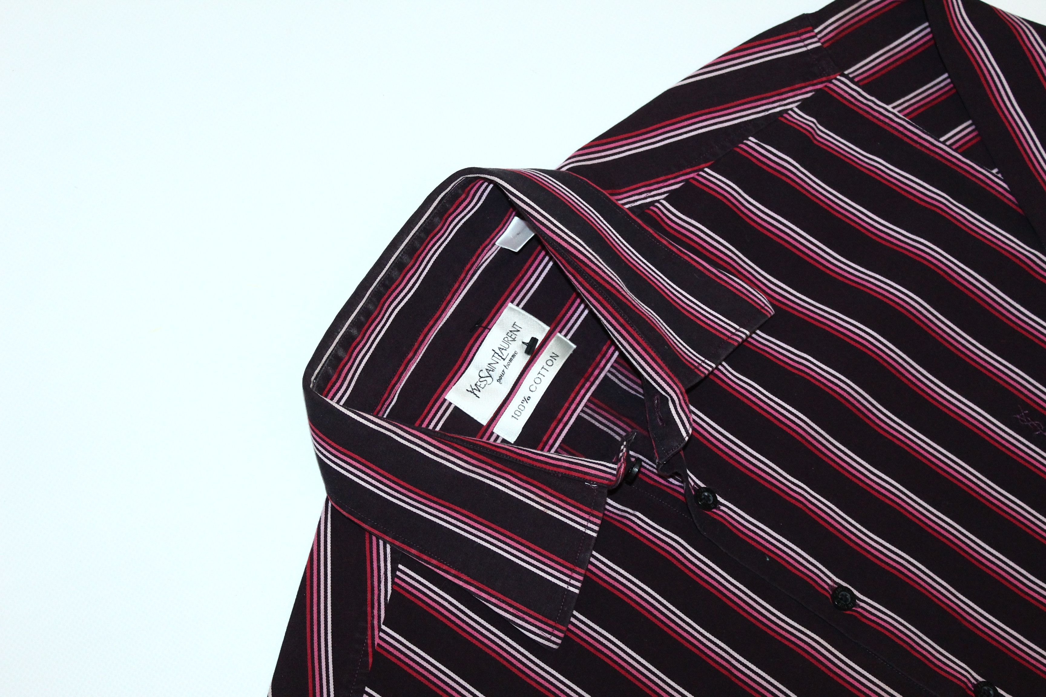 Yves Saint Laurent VTG Yves Saint Laurent Striped Cotton Casual Shirt Size US L / EU 52-54 / 3 - 4 Thumbnail