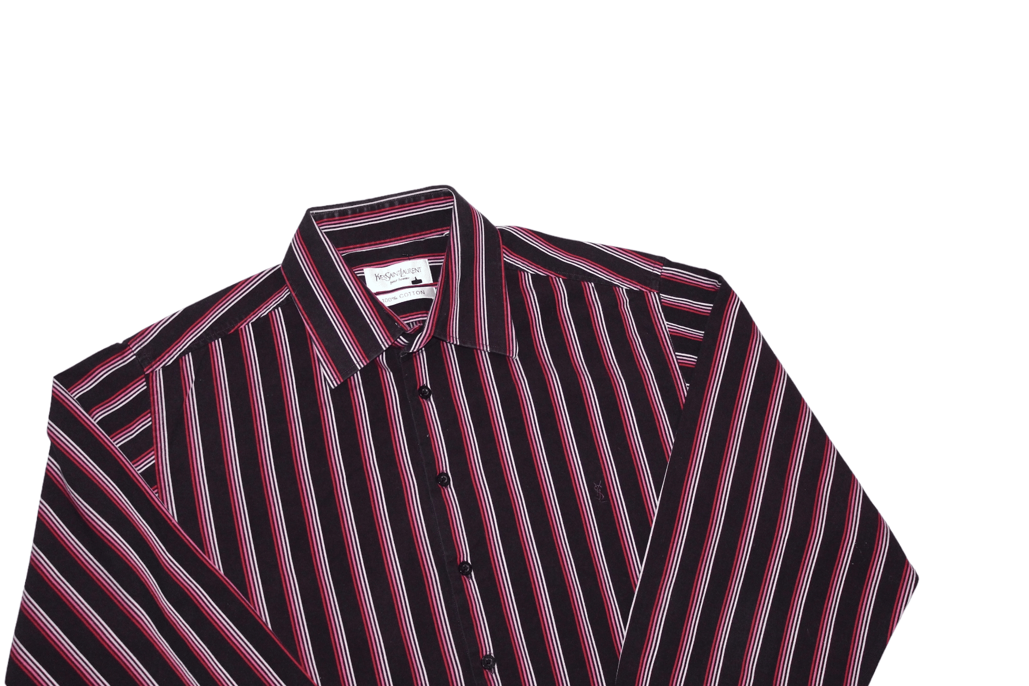 Yves Saint Laurent VTG Yves Saint Laurent Striped Cotton Casual Shirt Size US L / EU 52-54 / 3 - 3 Thumbnail