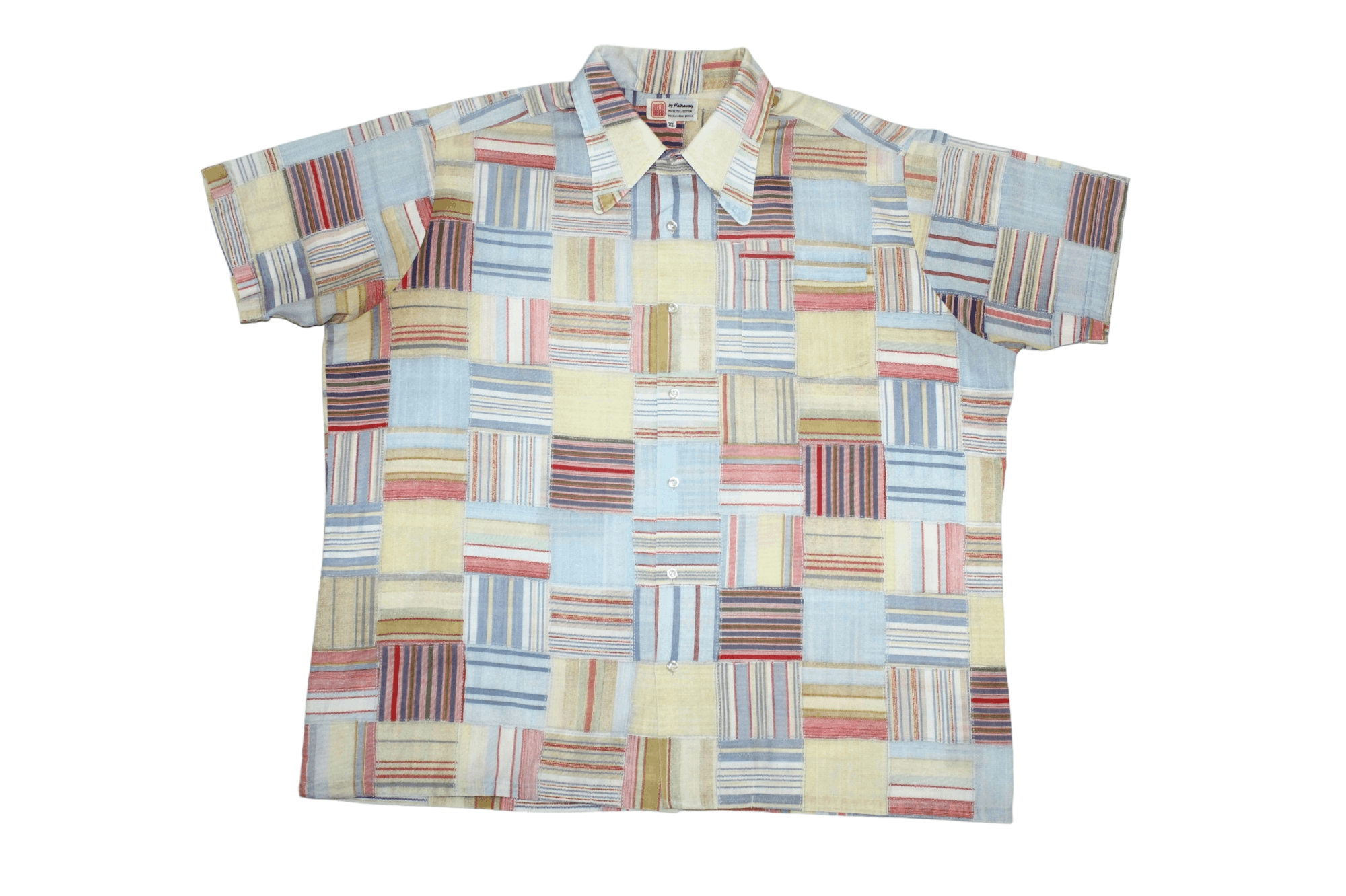 Japanese Brand 🔥VTG🔥 80s Hathaway x Austin Reed Patchwork S/S shirt Size US XL / EU 56 / 4 - 1 Thumbnail