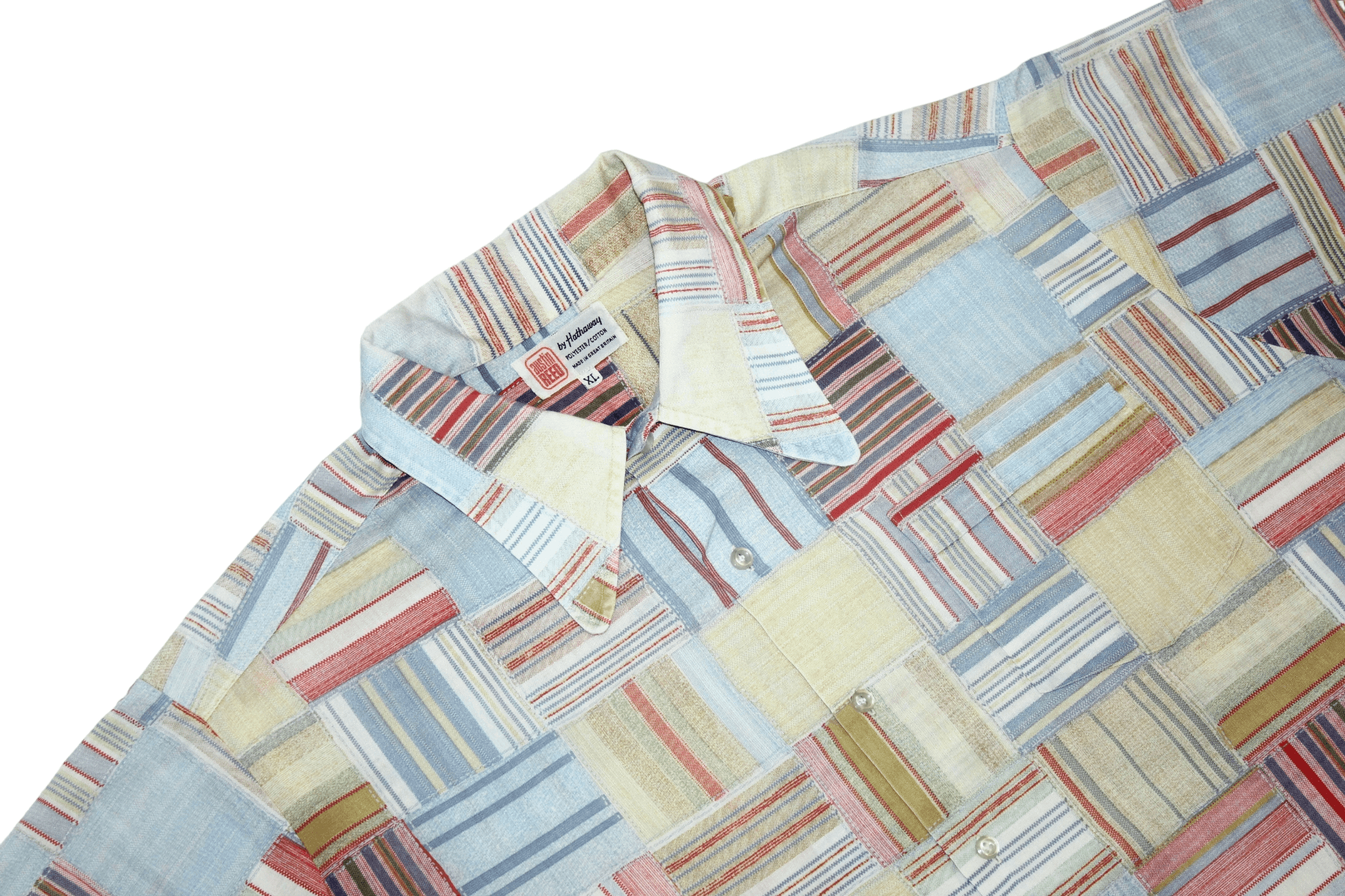 Japanese Brand 🔥VTG🔥 80s Hathaway x Austin Reed Patchwork S/S shirt Size US XL / EU 56 / 4 - 2 Thumbnail