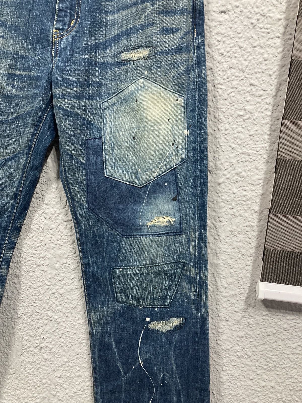 Sophnet. SLIM-STRAIGHT X-146 JEANS (PAINTED DAMAGE) + Patchwork Size US 33 - 3 Thumbnail