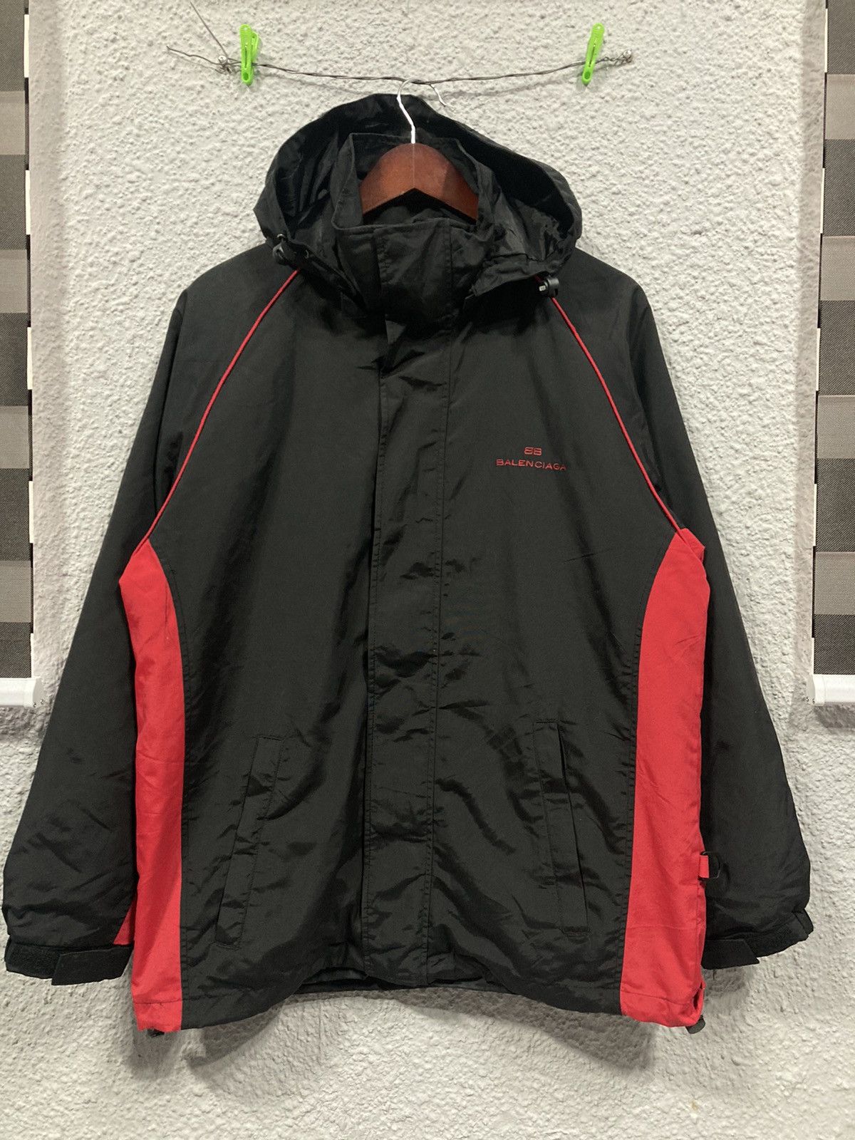image of Balenciaga Vintage Parka Jacket in Black/Red, Men's (Size Medium)