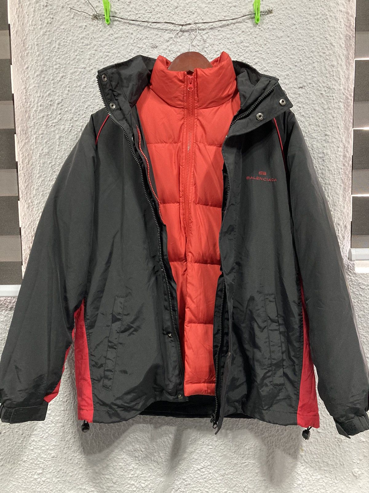 image of Balenciaga Vintage Down Puffer/parka in Black/Red, Men's (Size Medium)