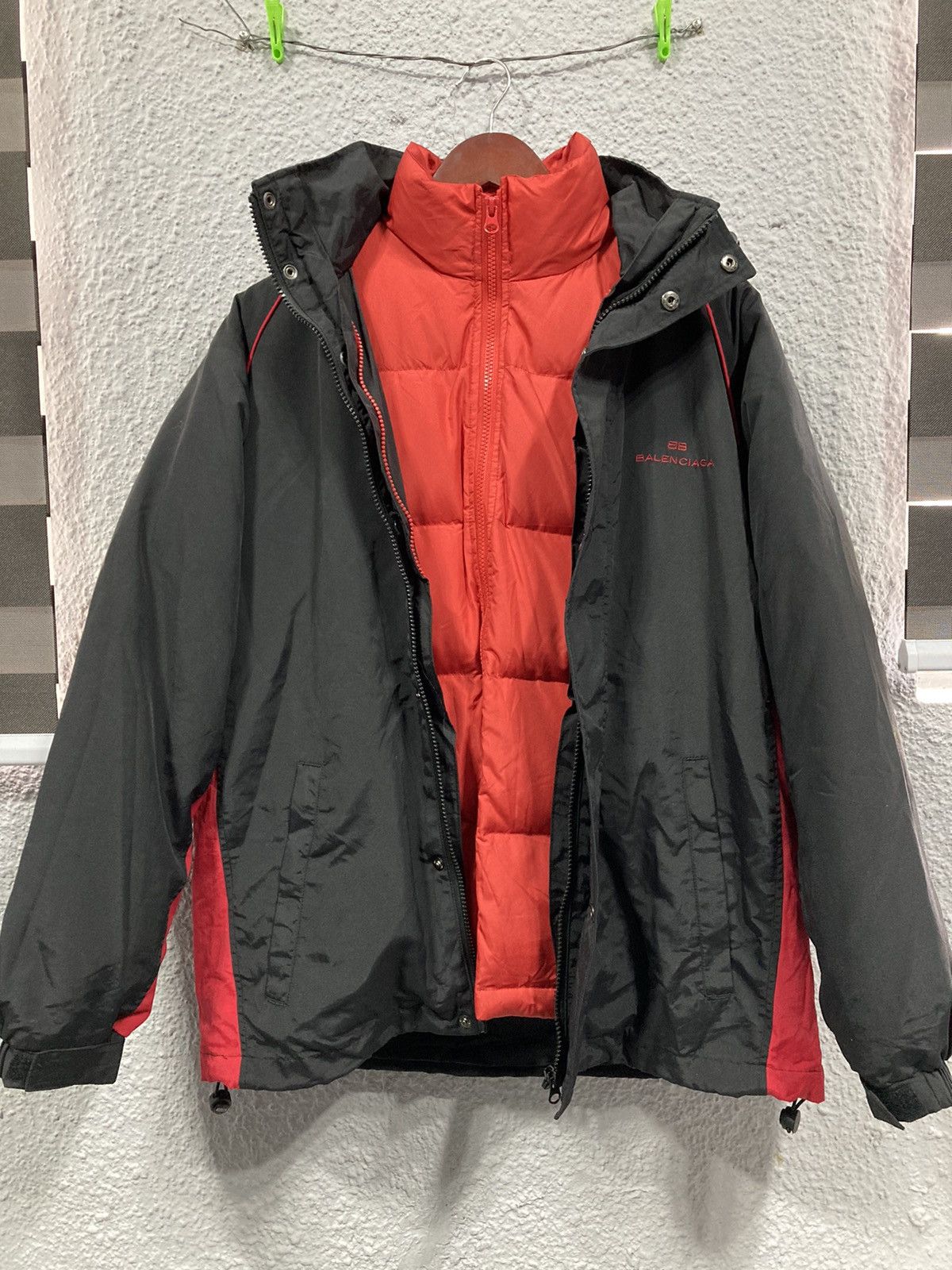 Pre-owned Balenciaga Vintage Down Puffer/parka In Black/red