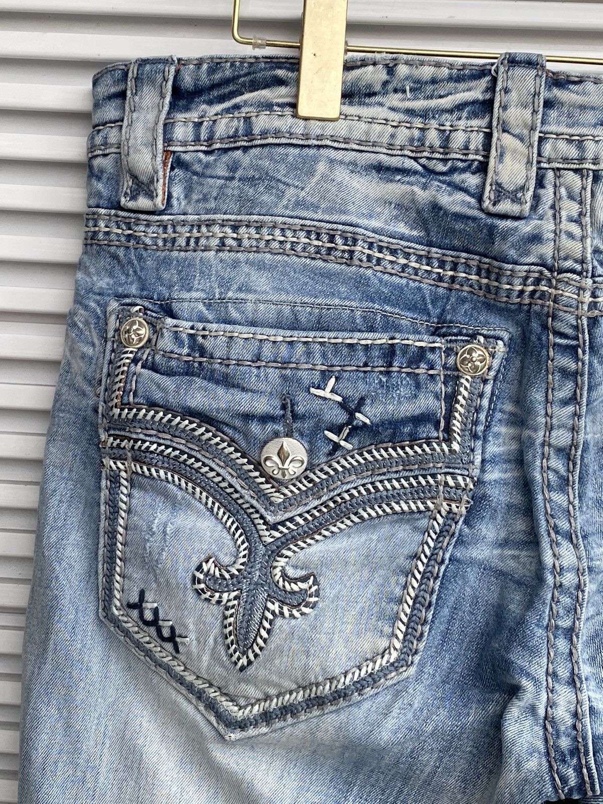 Japanese Brand × Vintage Vintage Revival Rock Chrome Button Hearts Design Denim Size US 38 / EU 54 - 9 Thumbnail