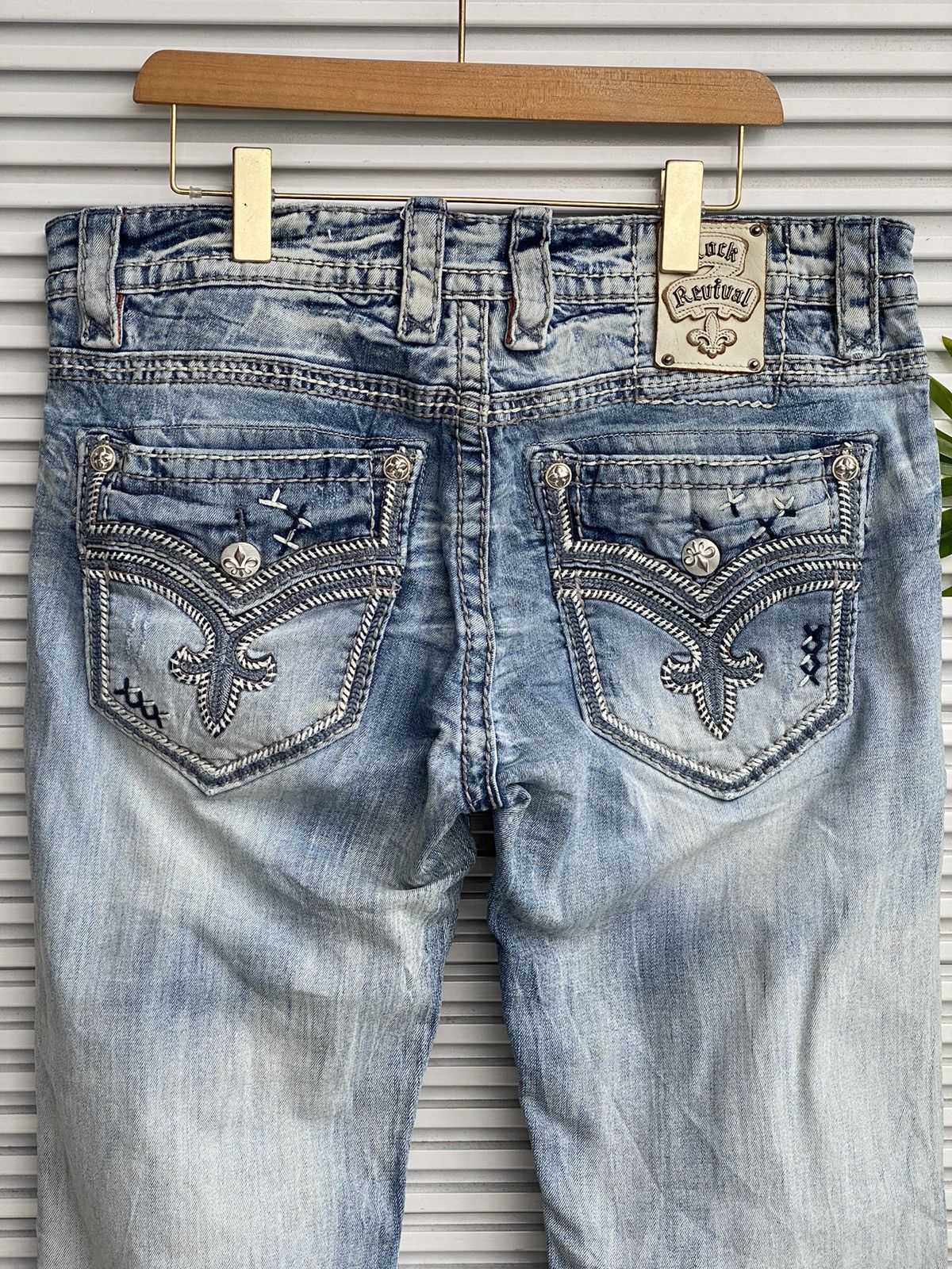 Japanese Brand × Vintage Vintage Revival Rock Chrome Button Hearts Design Denim Size US 38 / EU 54 - 7 Thumbnail