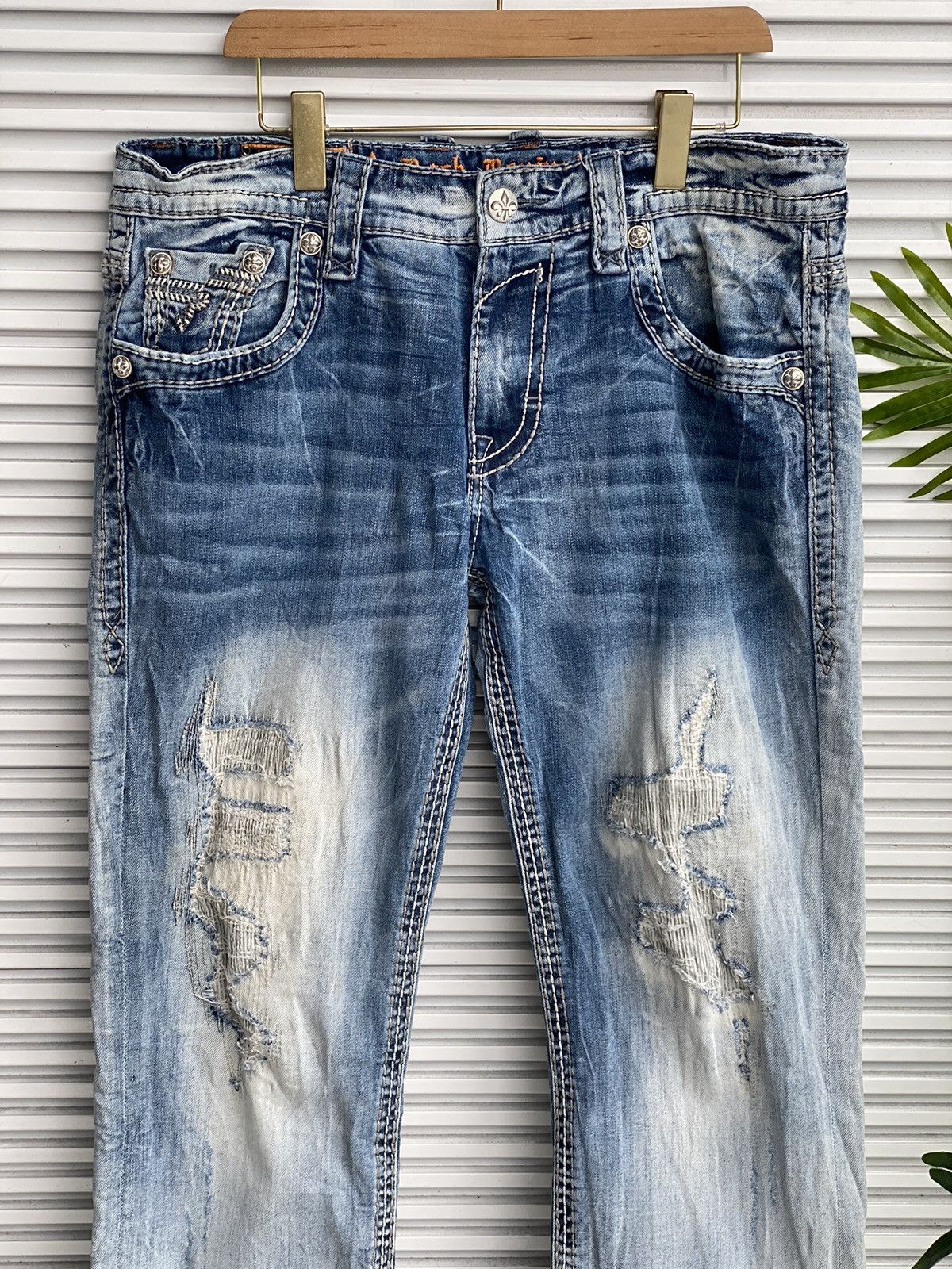 Japanese Brand × Vintage Vintage Revival Rock Chrome Button Hearts Design Denim Size US 38 / EU 54 - 1 Thumbnail