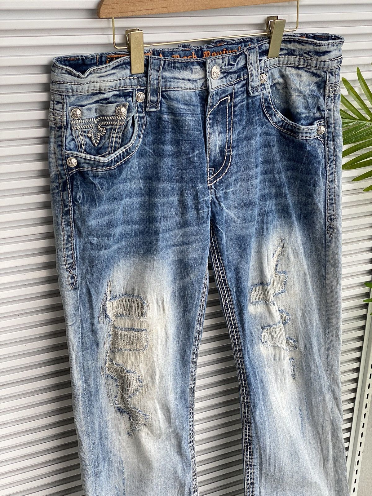 Japanese Brand × Vintage Vintage Revival Rock Chrome Button Hearts Design Denim Size US 38 / EU 54 - 4 Thumbnail