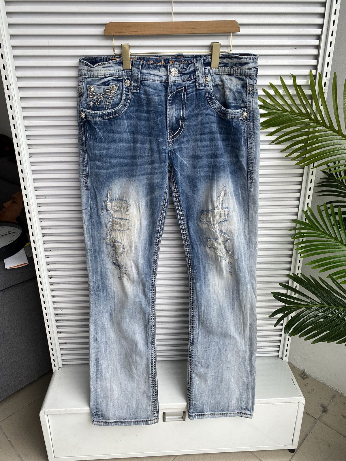 Japanese Brand × Vintage Vintage Revival Rock Chrome Button Hearts Design Denim Size US 38 / EU 54 - 2 Thumbnail