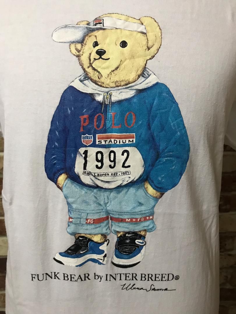 Pre-owned Polo Ralph Lauren Polo Stadium Printed Shirt By Funk Bear In White