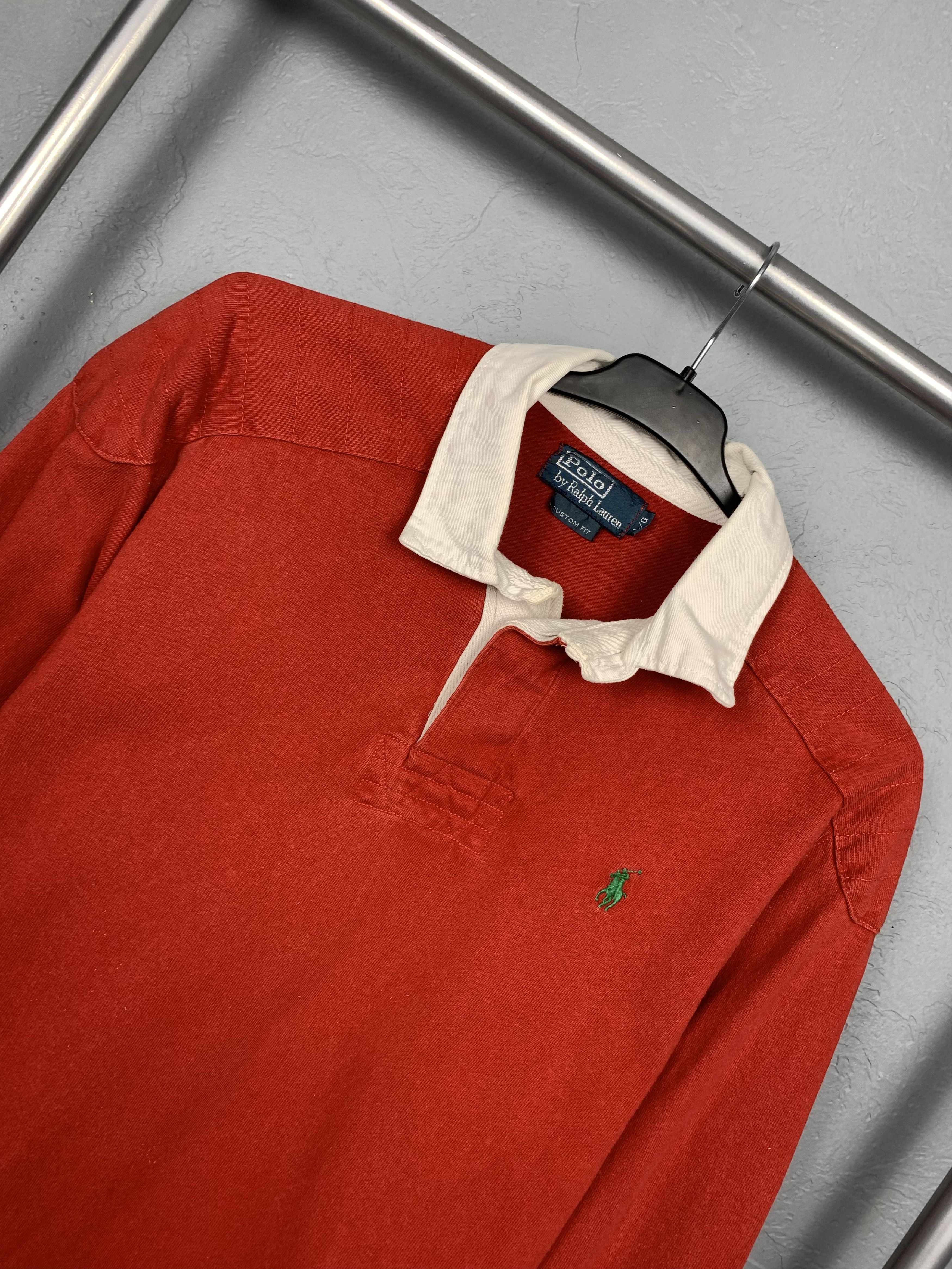 Polo Ralph Lauren × Ralph Lauren × Vintage Polo Ralph Lauren Vintage Mens Rugby Long Sleeve Polo Shirt Size US L / EU 52-54 / 3 - 2 Thumbnail
