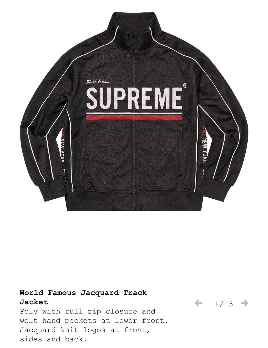 Supreme Supreme World Famous Jacquard Track Jacket Black