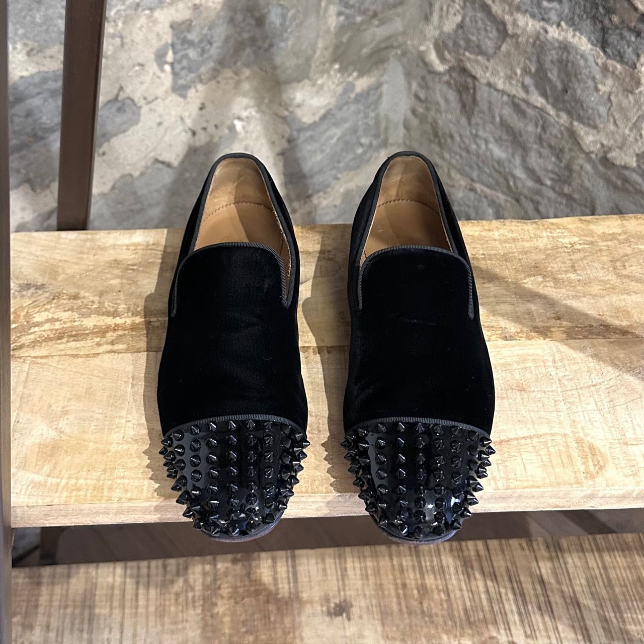 Christian Louboutin Black Velvet Spooky Loafers