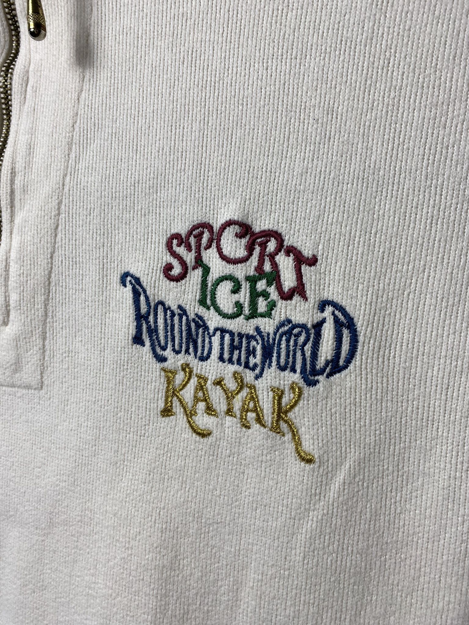 Iceberg × Vintage Rare 80s 90s Iceberg halfzip hoodie vintage cream purple Size US L / EU 52-54 / 3 - 3 Thumbnail