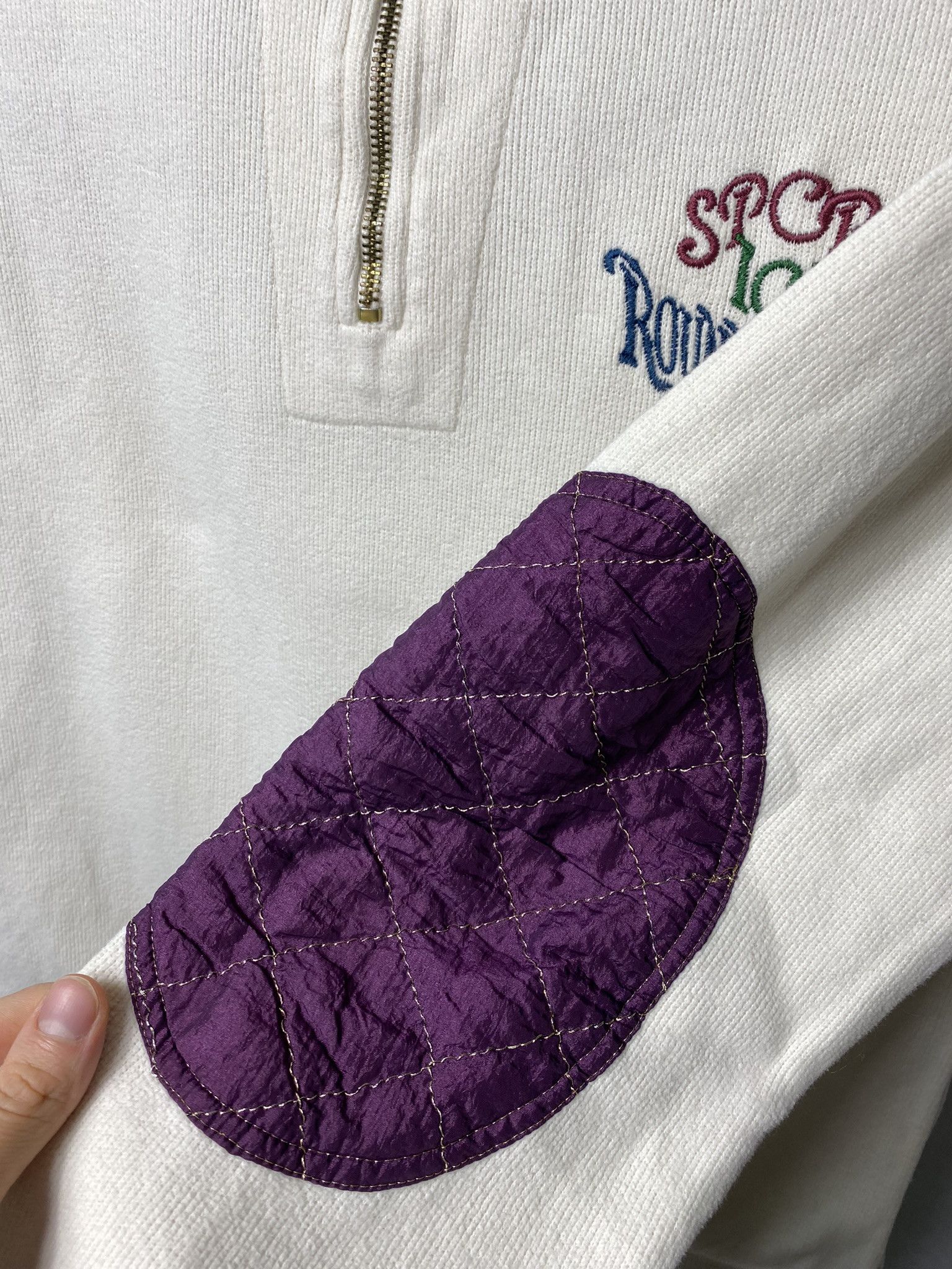 Iceberg × Vintage Rare 80s 90s Iceberg halfzip hoodie vintage cream purple Size US L / EU 52-54 / 3 - 4 Thumbnail