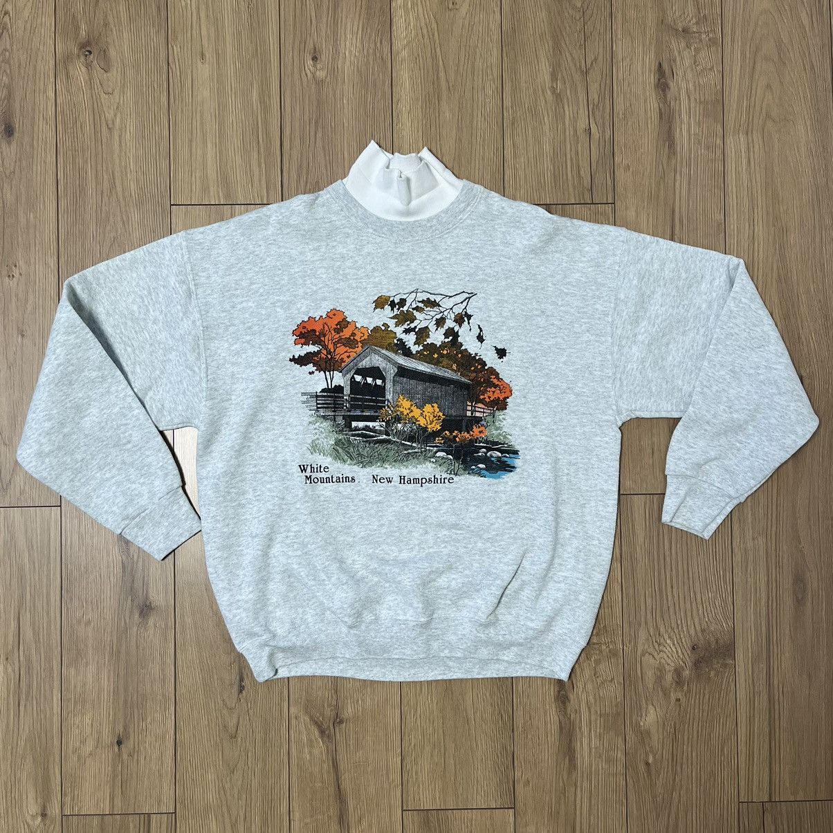 Vintage Vintage 80’s New Hampshire Raglan Mock Neck Sweatshirt Size US XL / EU 56 / 4 - 1 Thumbnail