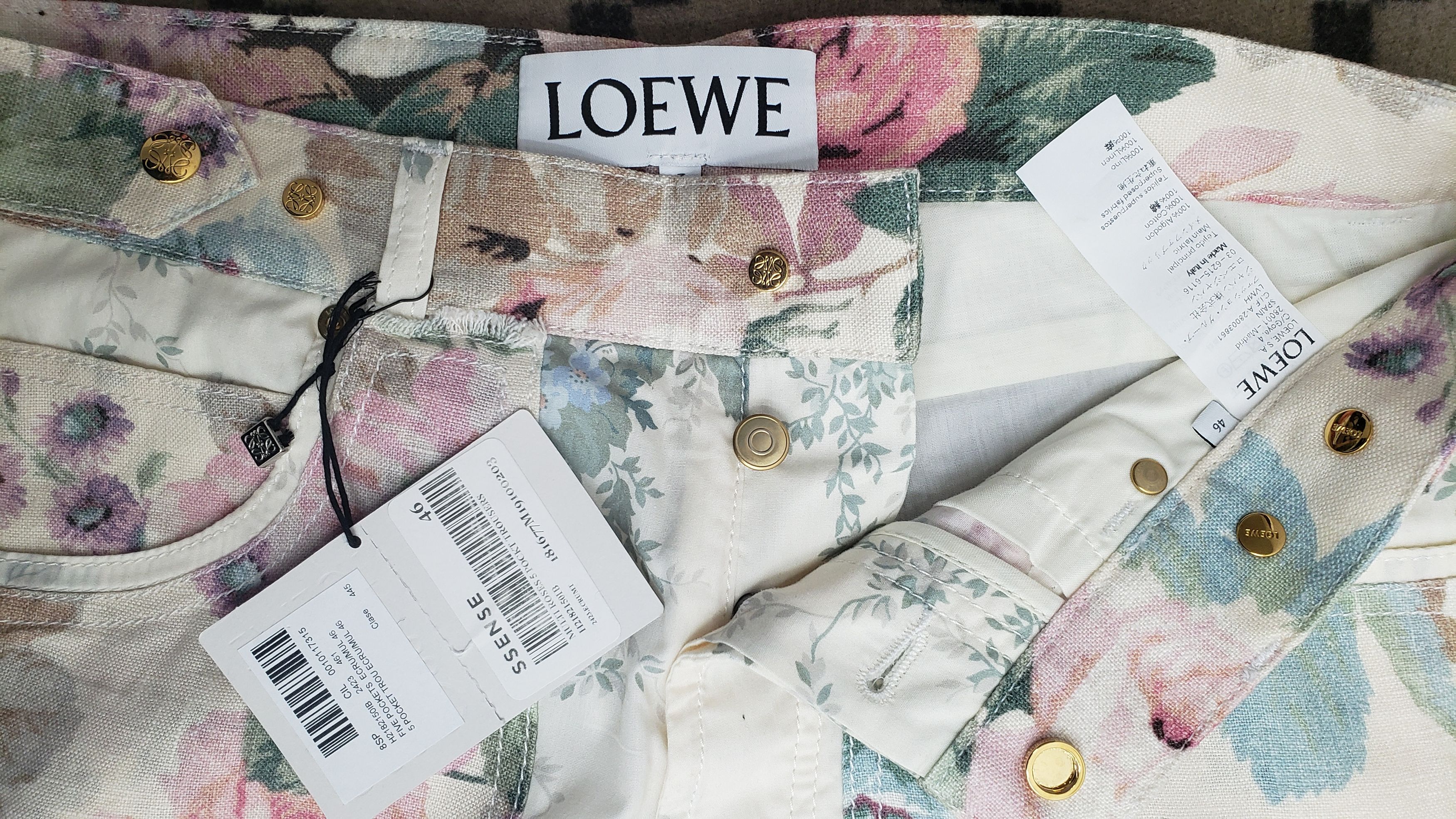 Loewe Loewe off white multi roses five pocket jeans Size US 30 / EU 46 - 14 Thumbnail