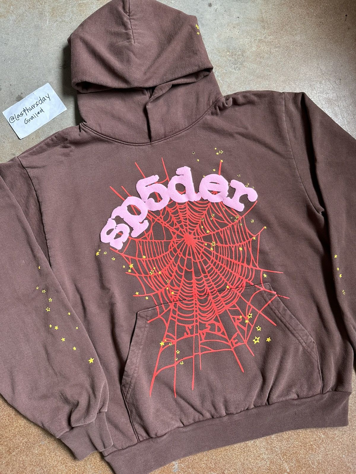 Sp5der 555 Pink and Brown Men's Hoodie MEDIUM Spider Worldwide high quality