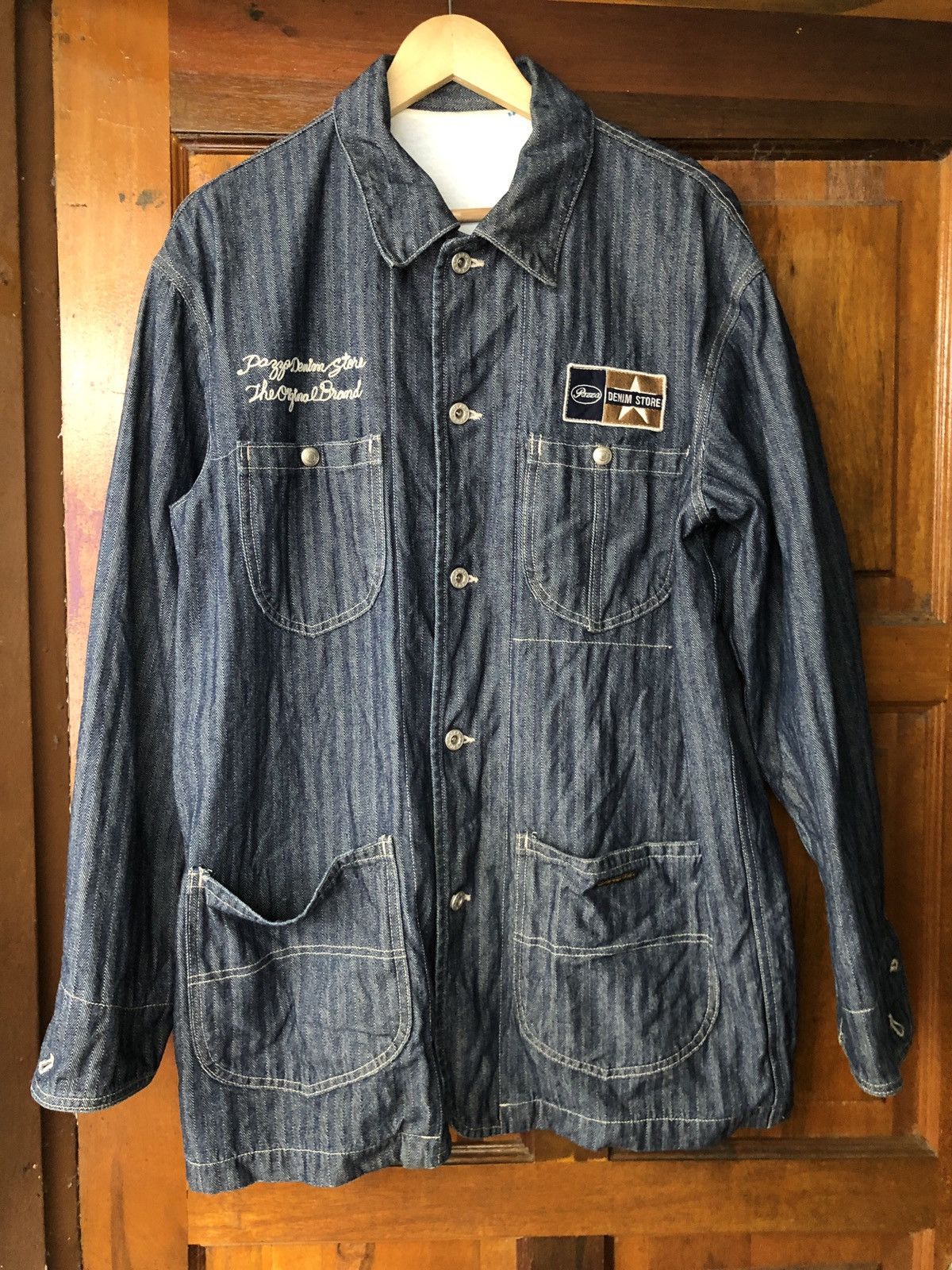 Japanese Brand PAZZO DENIM STORE HBT CHORE JACKET WORKER STYLE Size US XL / EU 56 / 4 - 1 Thumbnail