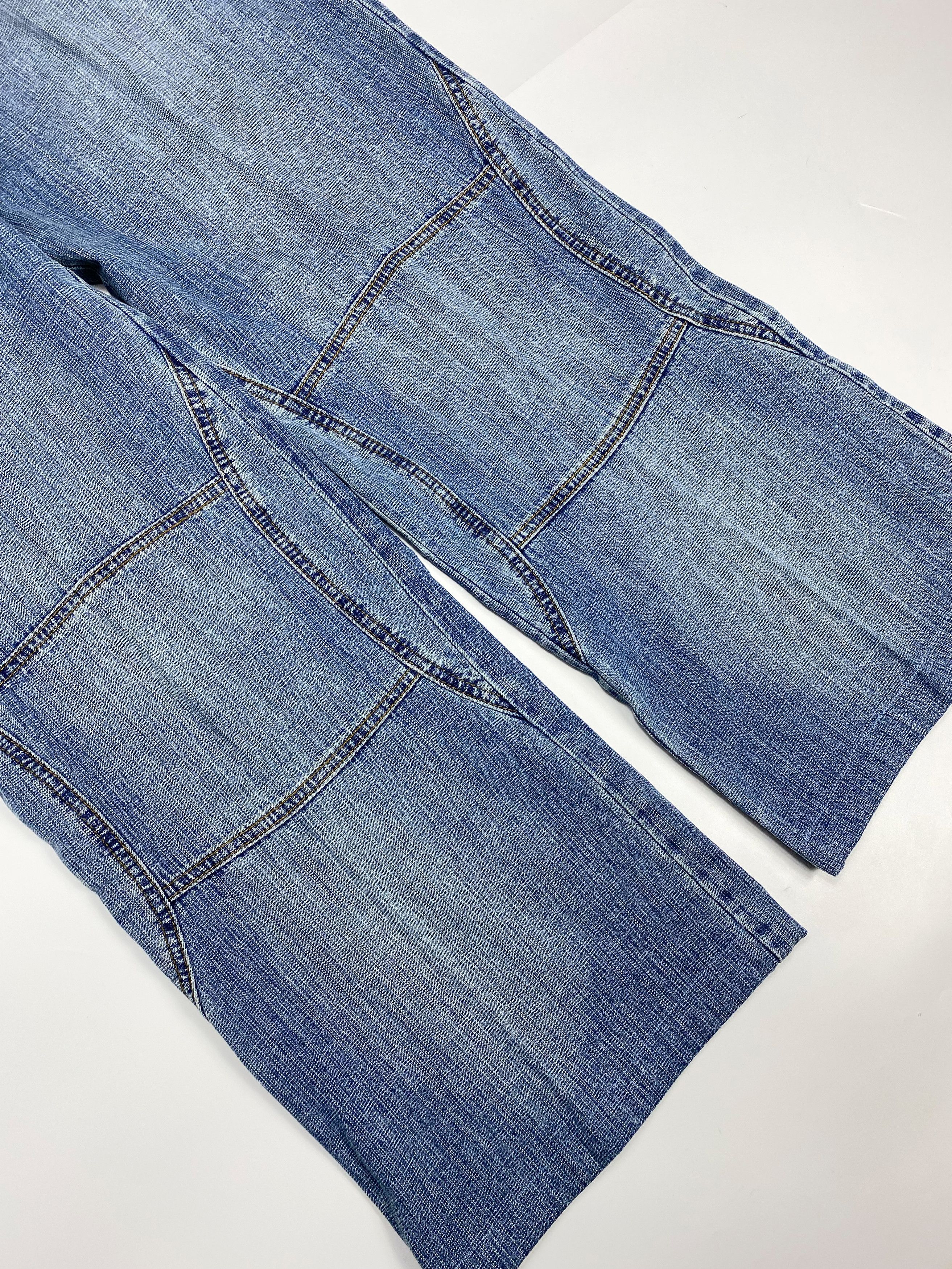 Japanese Brand × Vintage One One 90s Vintage Wide Leg Double Knee Denim Jeans Size US 30 / EU 46 - 2 Thumbnail