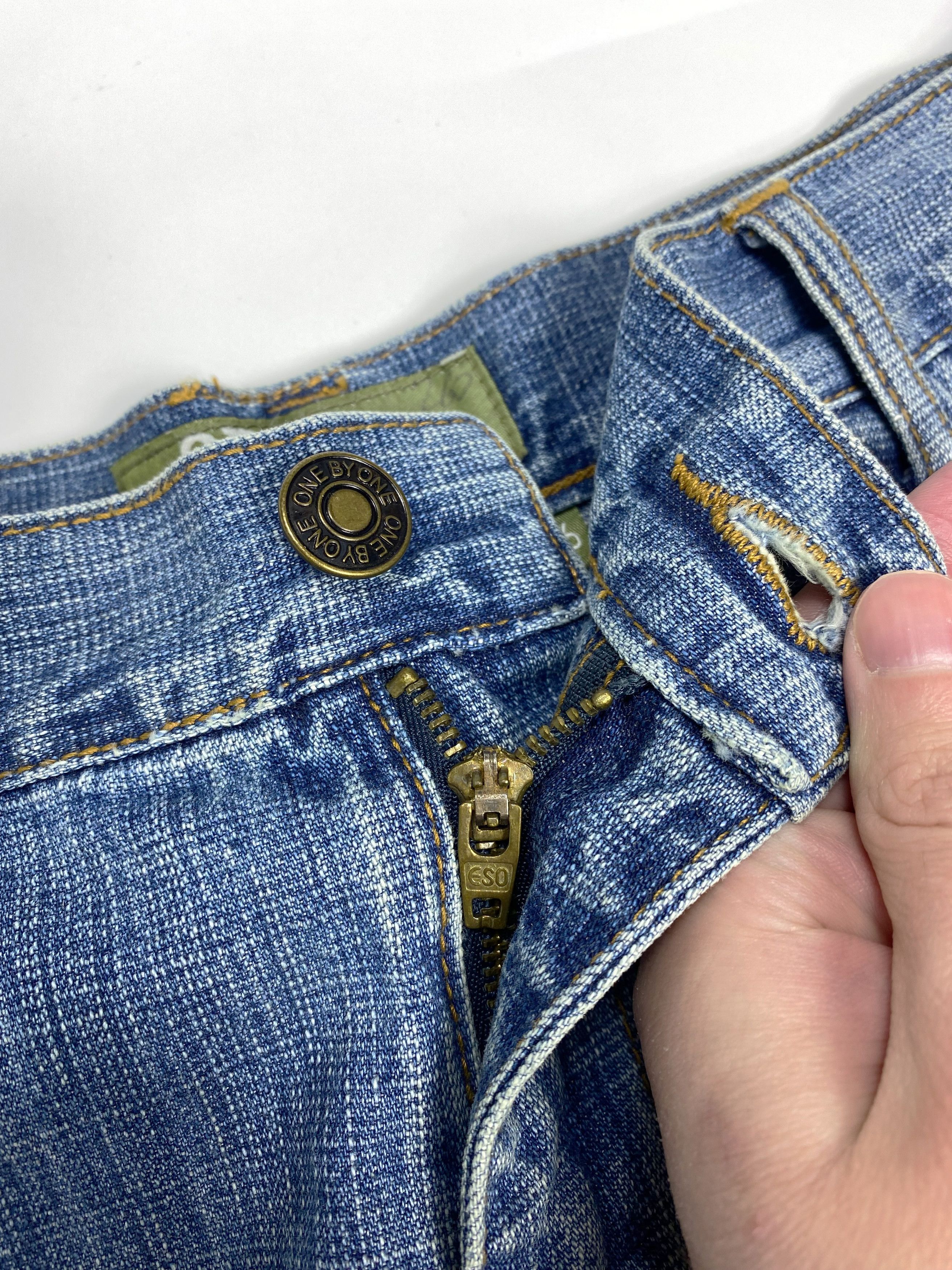 Japanese Brand × Vintage One One 90s Vintage Wide Leg Double Knee Denim Jeans Size US 30 / EU 46 - 6 Thumbnail