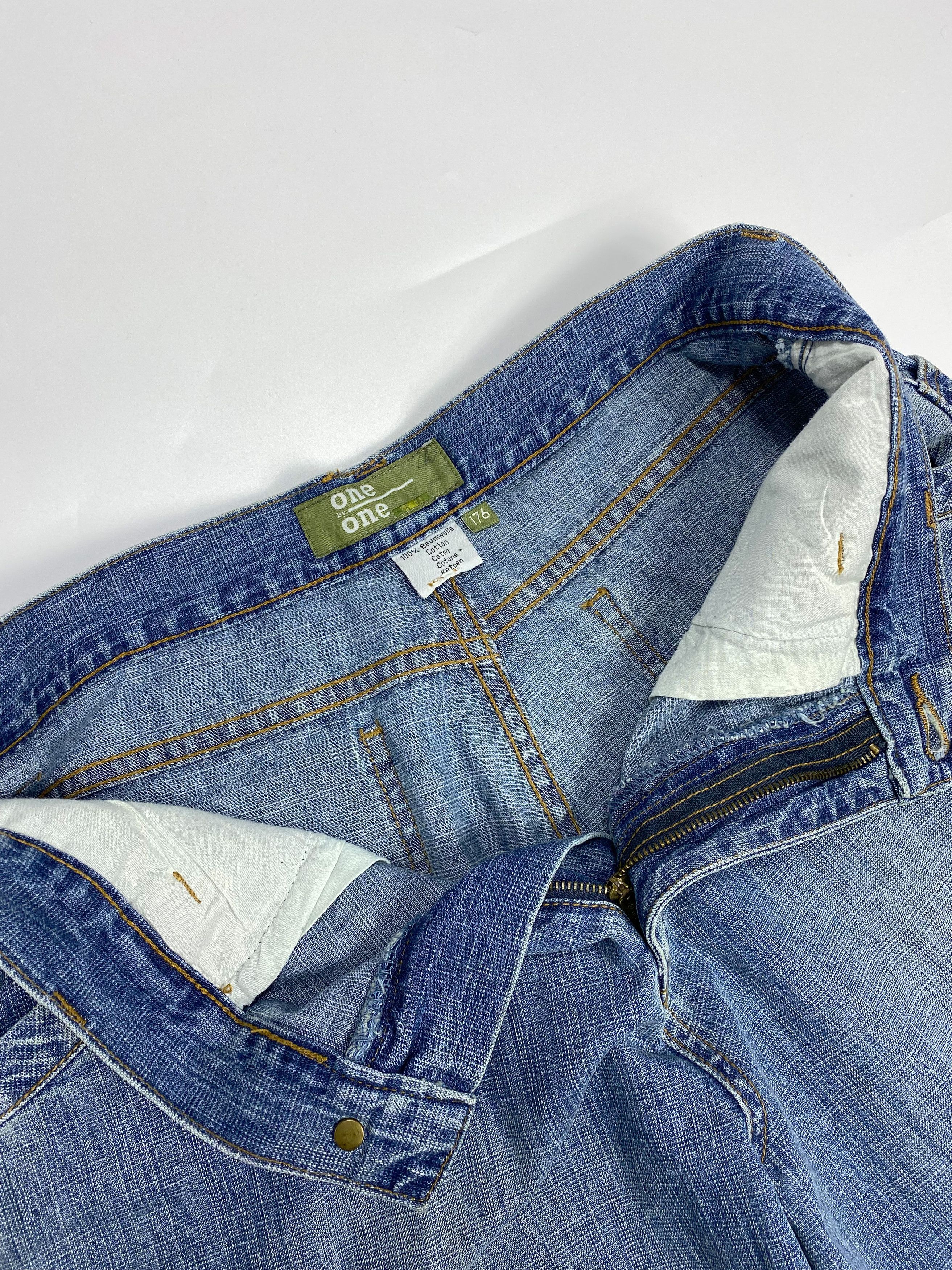 Japanese Brand × Vintage One One 90s Vintage Wide Leg Double Knee Denim Jeans Size US 30 / EU 46 - 7 Thumbnail