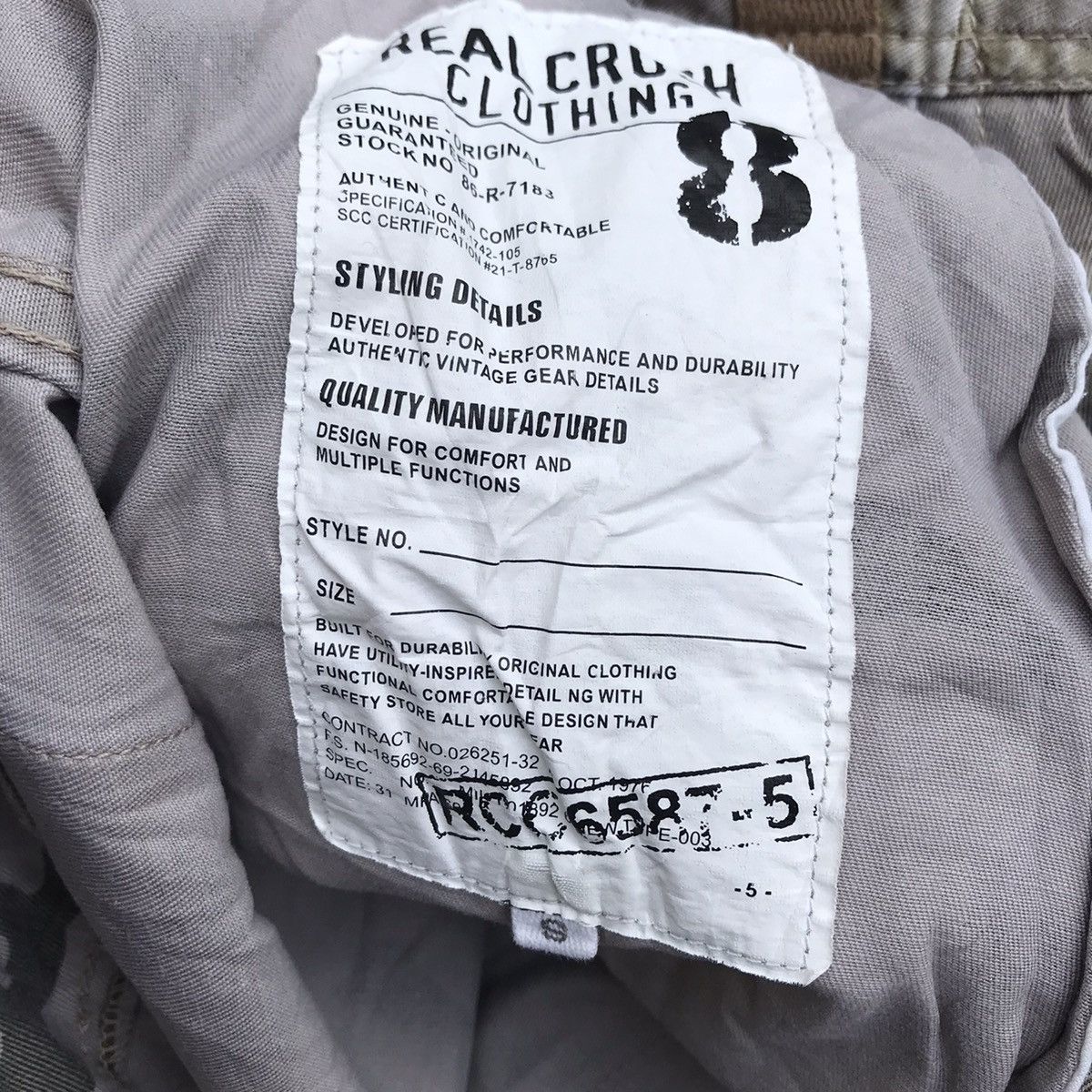 Real Crush Clothing Camo Japanese Multipocket Cargo Pants
