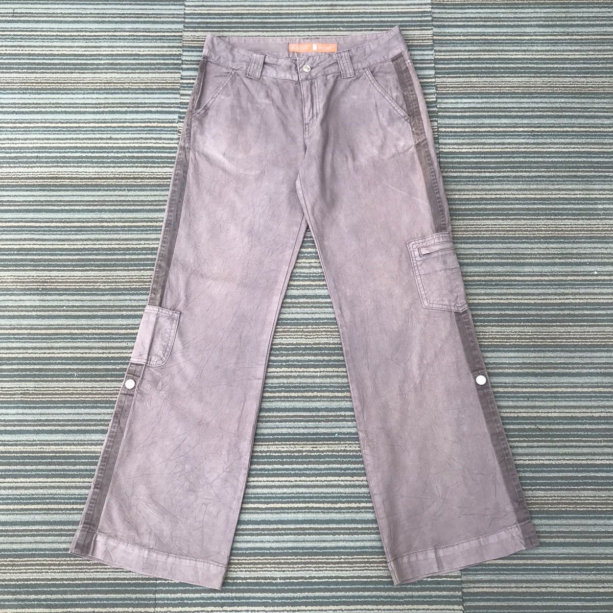 image of Vintage Asrabbit Trousers Wide Leg Utility Cargo Pants in Grey, Men's (Size 31)