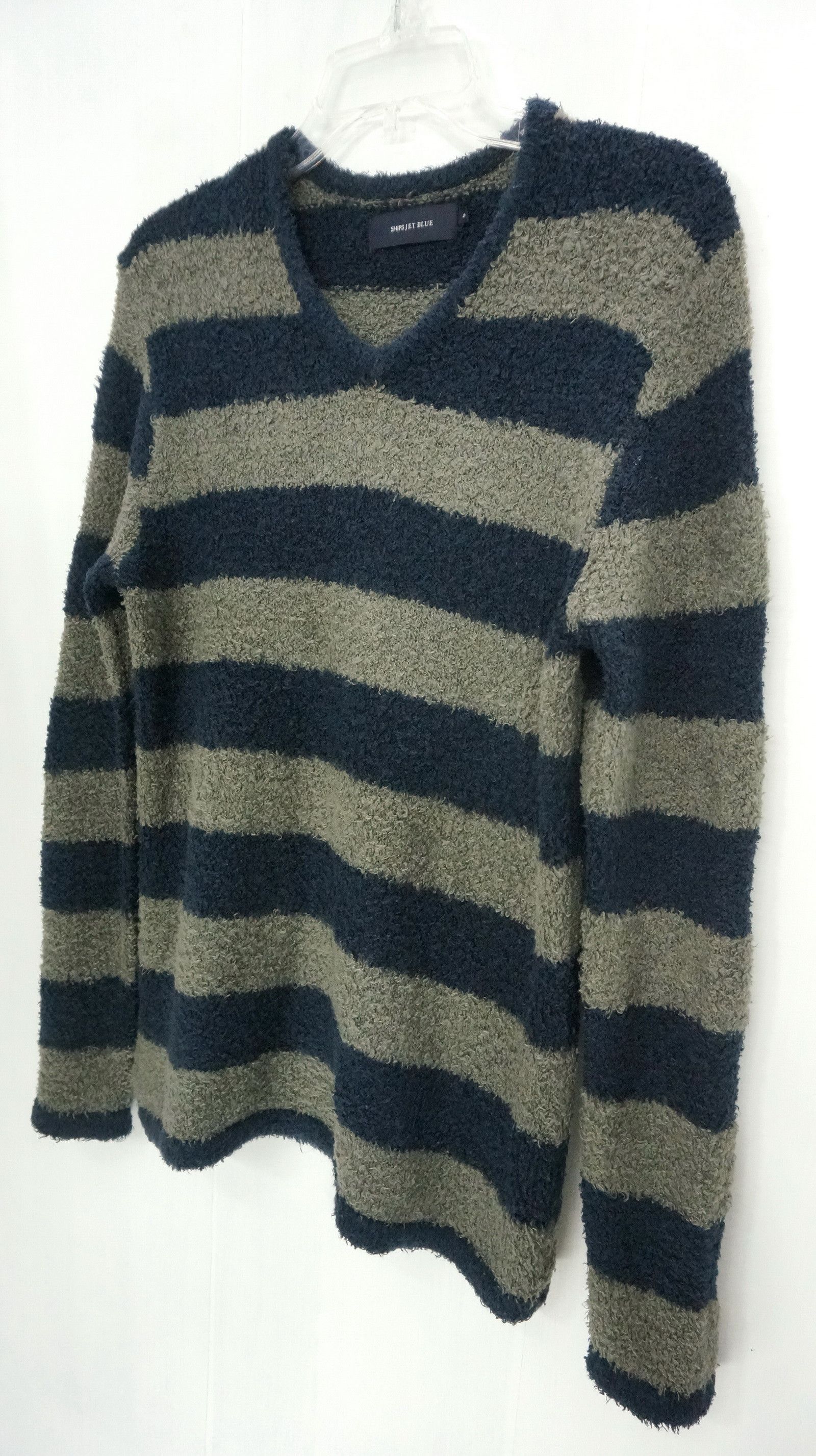 image of Kurt Cobain x Ships Japan Shipjet Blue Japan Striped Sweater in Stripe Blue Grey, Women's (Size Sma