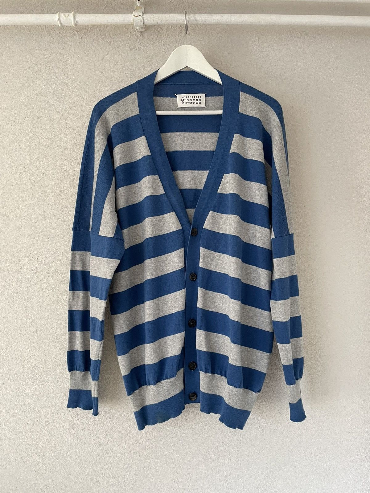 Pre-owned Maison Margiela Blue/grey Striped Button-up Cardigan