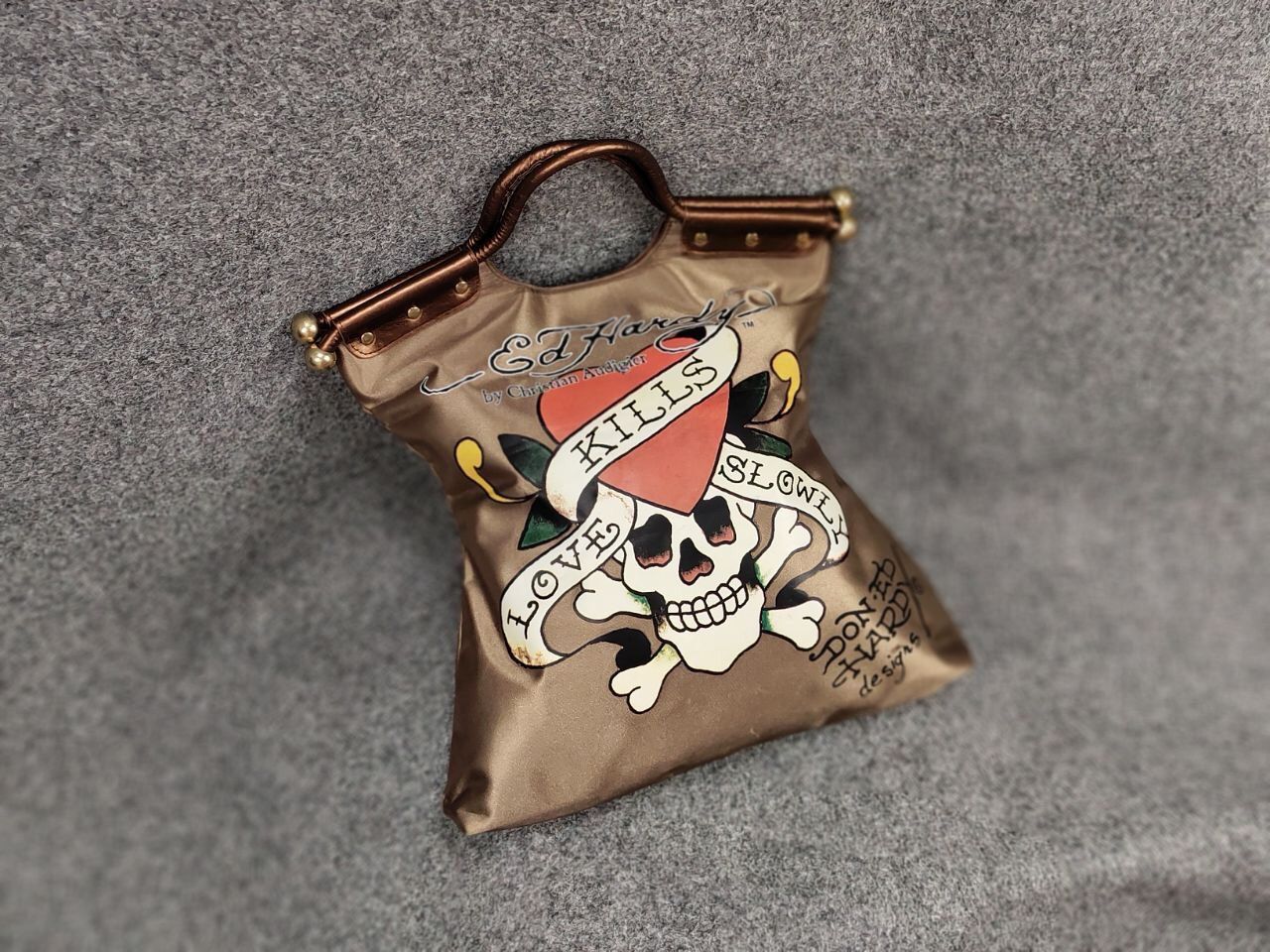 Ed Hardy Vintage Ed Hardy x Christian Audigier Logo Gold Purse Bag Size ONE SIZE - 3 Thumbnail