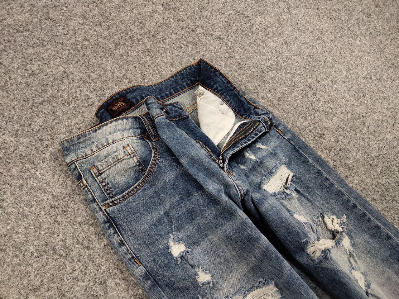 Von Dutch Vintage 90's Von Dutch Kustom Made Distressed Denim Jeans Size US 34 / EU 50 - 13 Thumbnail