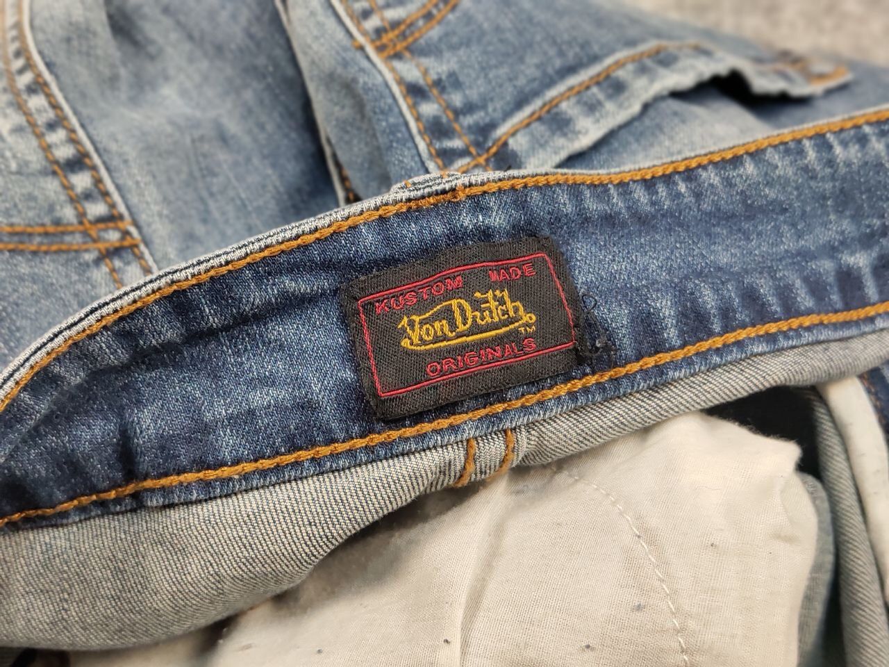 Von Dutch Vintage 90's Von Dutch Kustom Made Distressed Denim Jeans Size US 34 / EU 50 - 20 Thumbnail