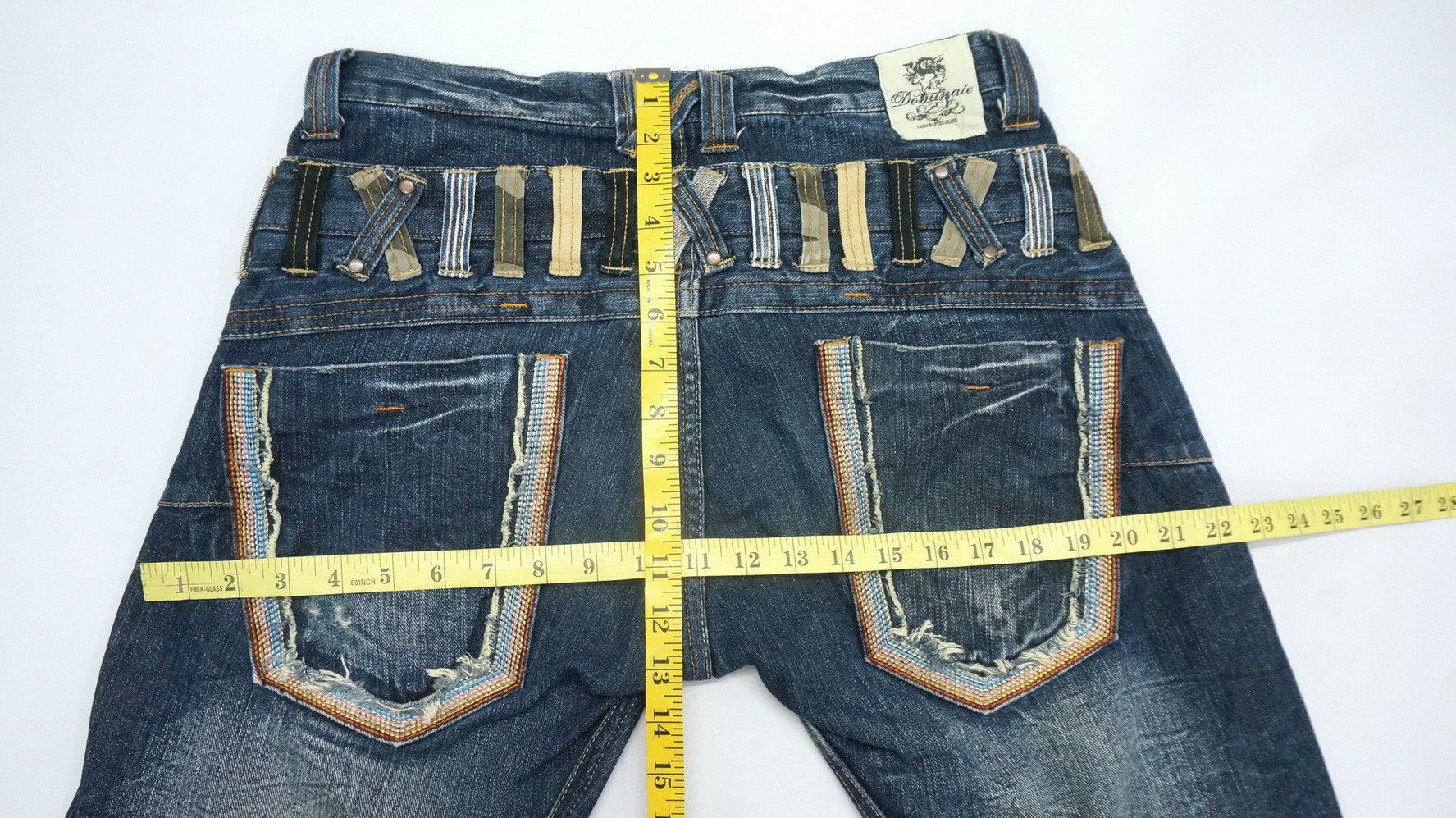 Handmade 🔥 Dope DOMINATE Japan Double Waist Distressed Jeans Size US 32 / EU 48 - 15 Thumbnail