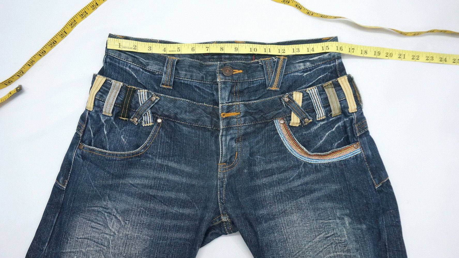 Handmade 🔥 Dope DOMINATE Japan Double Waist Distressed Jeans Size US 32 / EU 48 - 11 Thumbnail
