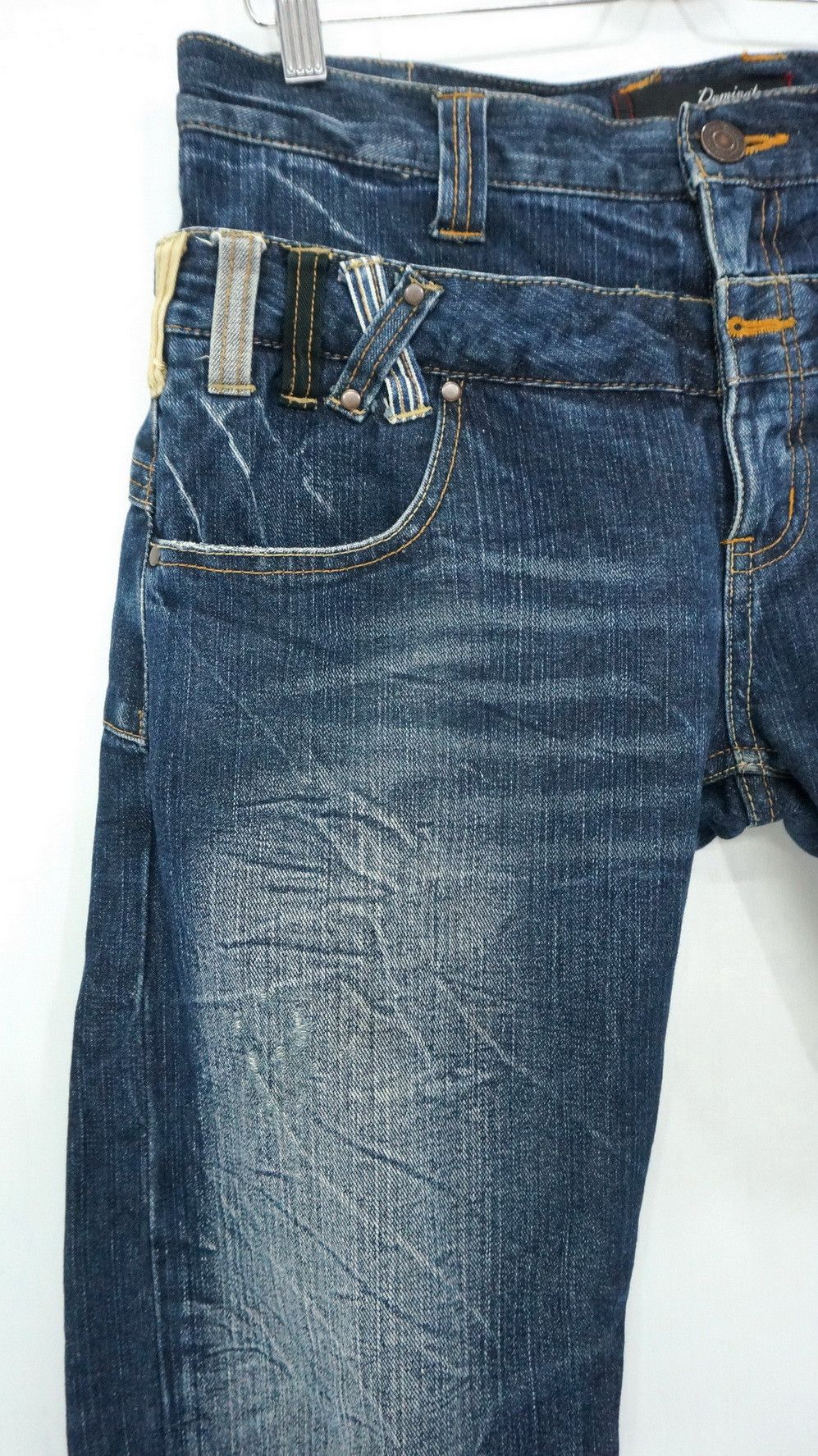 Handmade 🔥 Dope DOMINATE Japan Double Waist Distressed Jeans Size US 32 / EU 48 - 4 Thumbnail