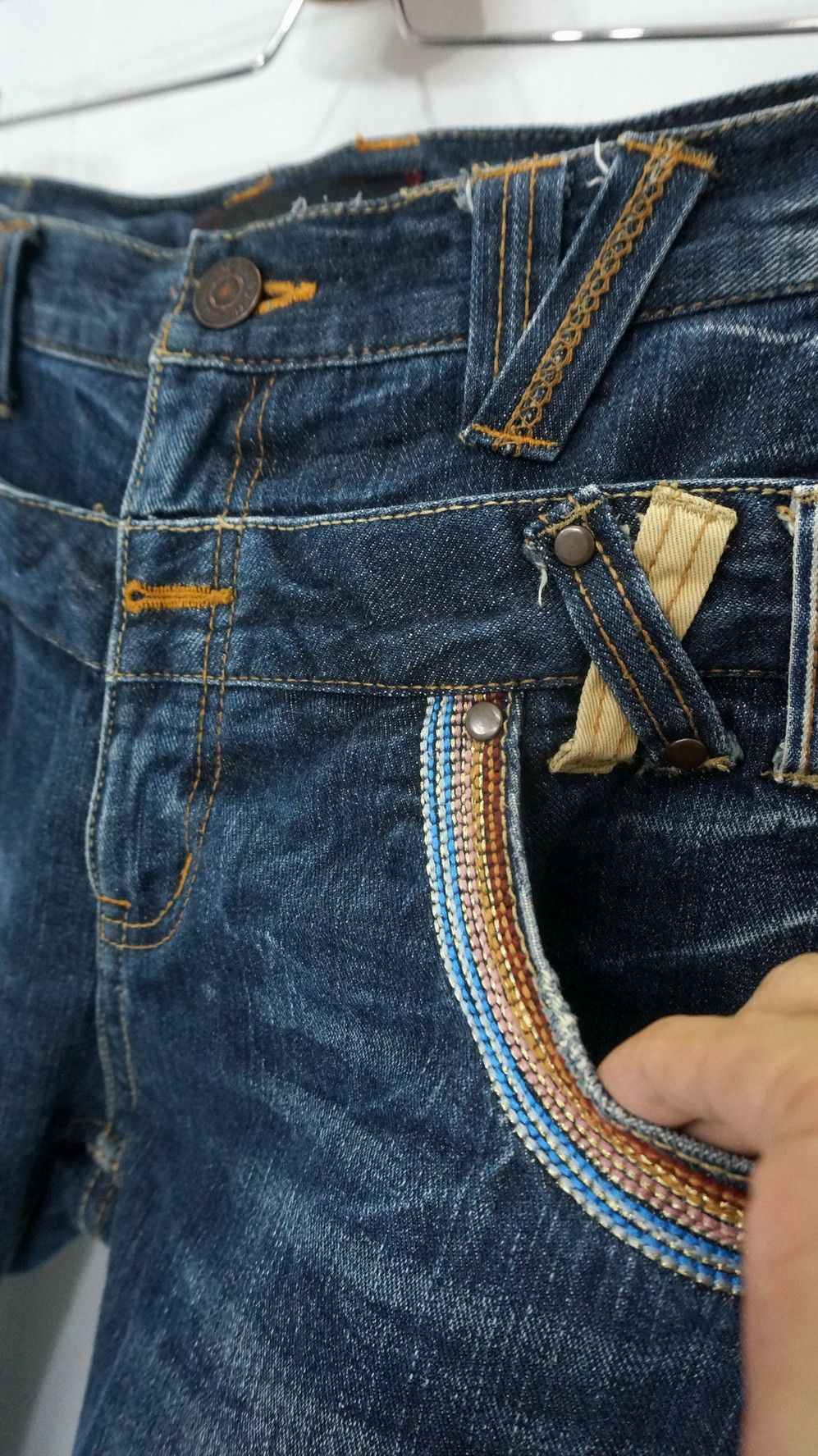 Handmade 🔥 Dope DOMINATE Japan Double Waist Distressed Jeans Size US 32 / EU 48 - 9 Thumbnail