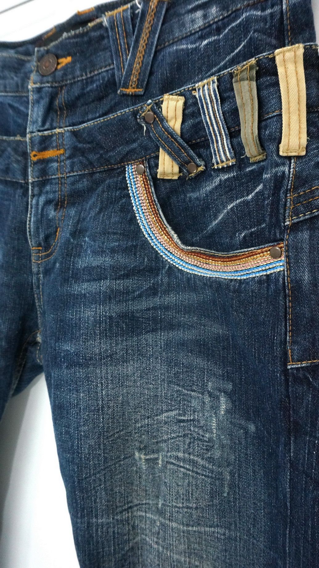 Handmade 🔥 Dope DOMINATE Japan Double Waist Distressed Jeans Size US 32 / EU 48 - 8 Thumbnail